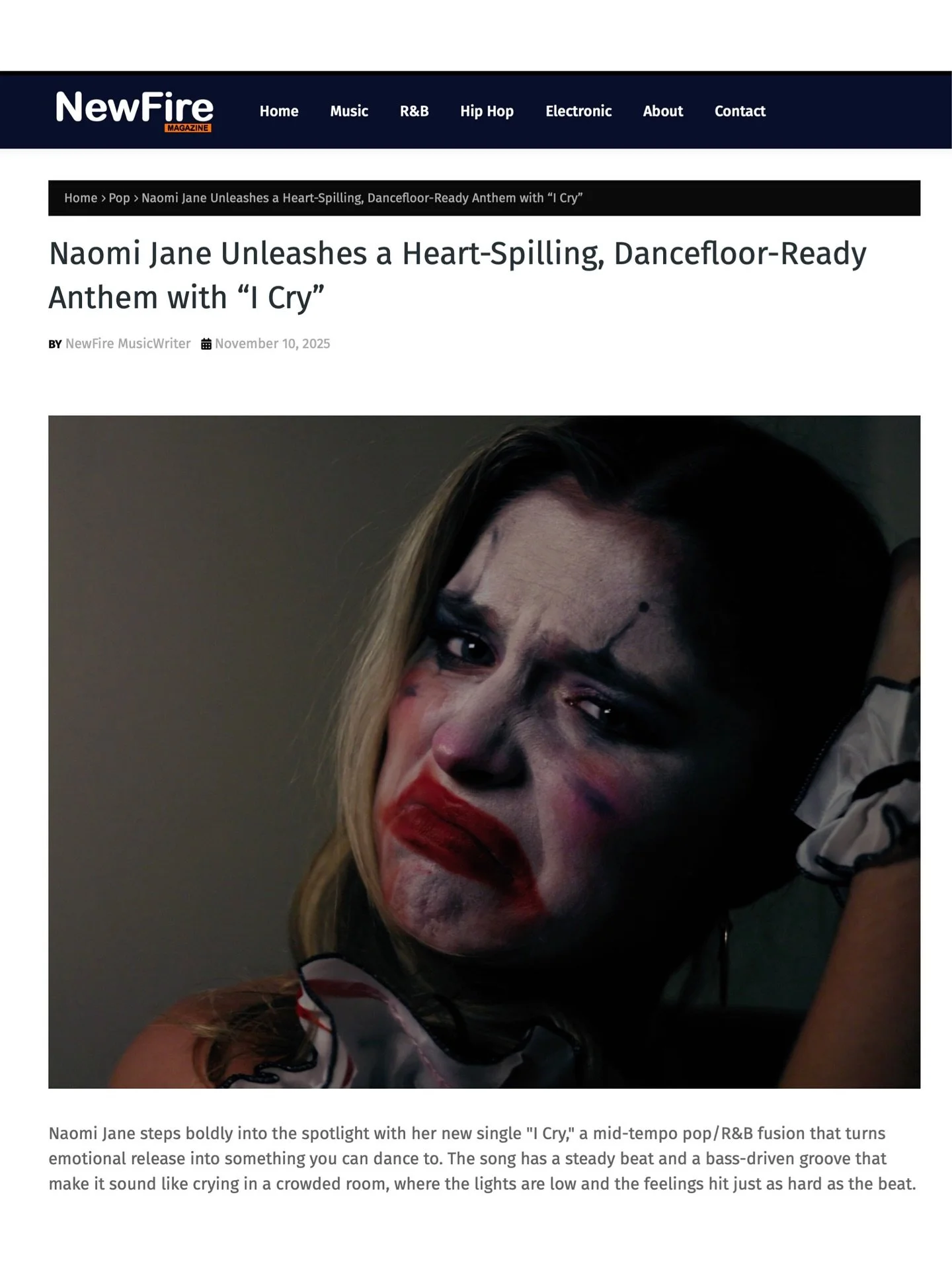 &hellip;Naomi Jane doesn&rsquo;t just sit around feeling sorry for herself&hellip;She turns her pain into movement by combining her weakness with a steady, irresistible pulse that keeps the track going&hellip;The sound of this song makes people want 