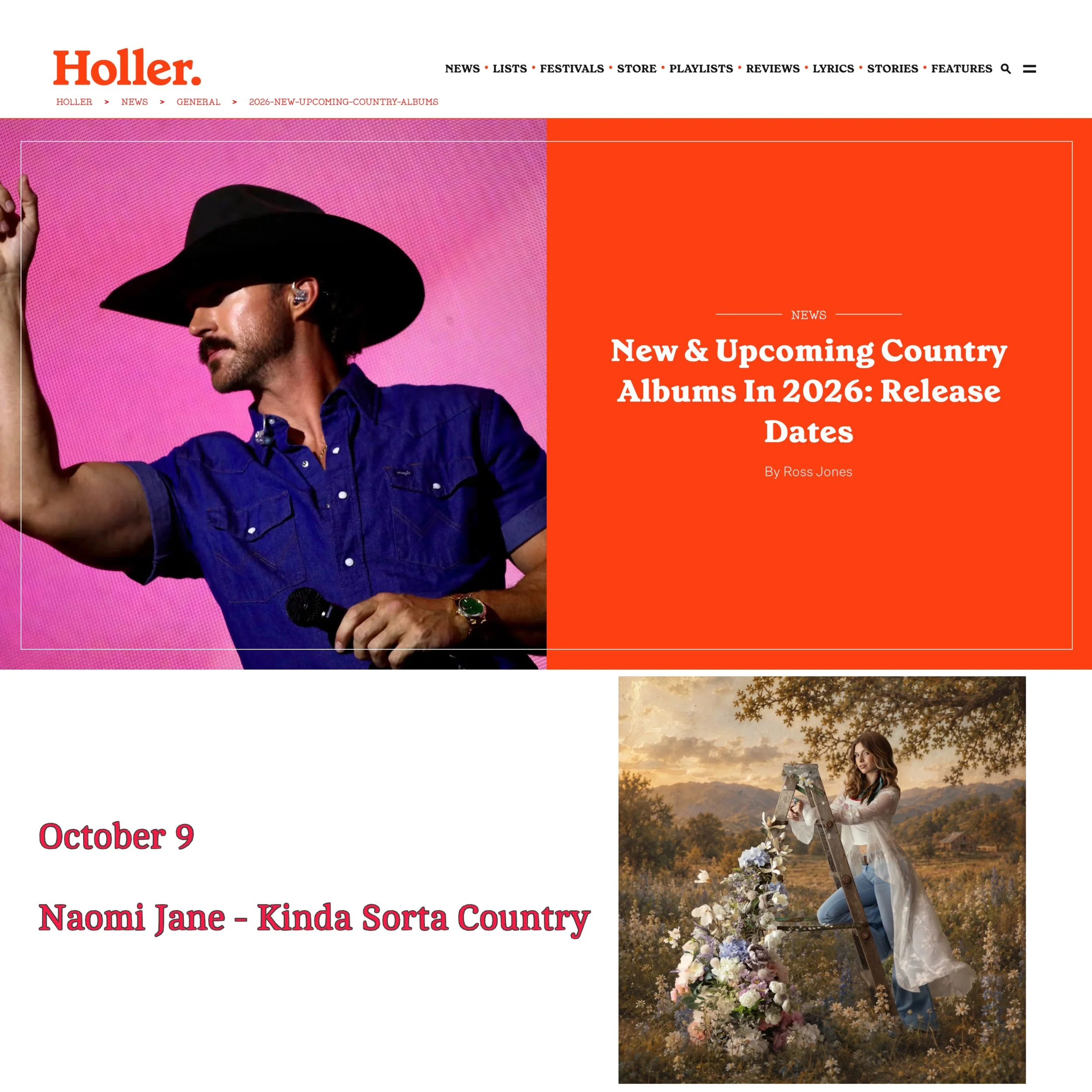 @hollercountry after my 💗 thank you for announcing Kinda Sorta Country 🛬 oct 9 - get her, link in story! (ps i love u) #holler #countrymusic #magazine #kindasortacountry #grateful