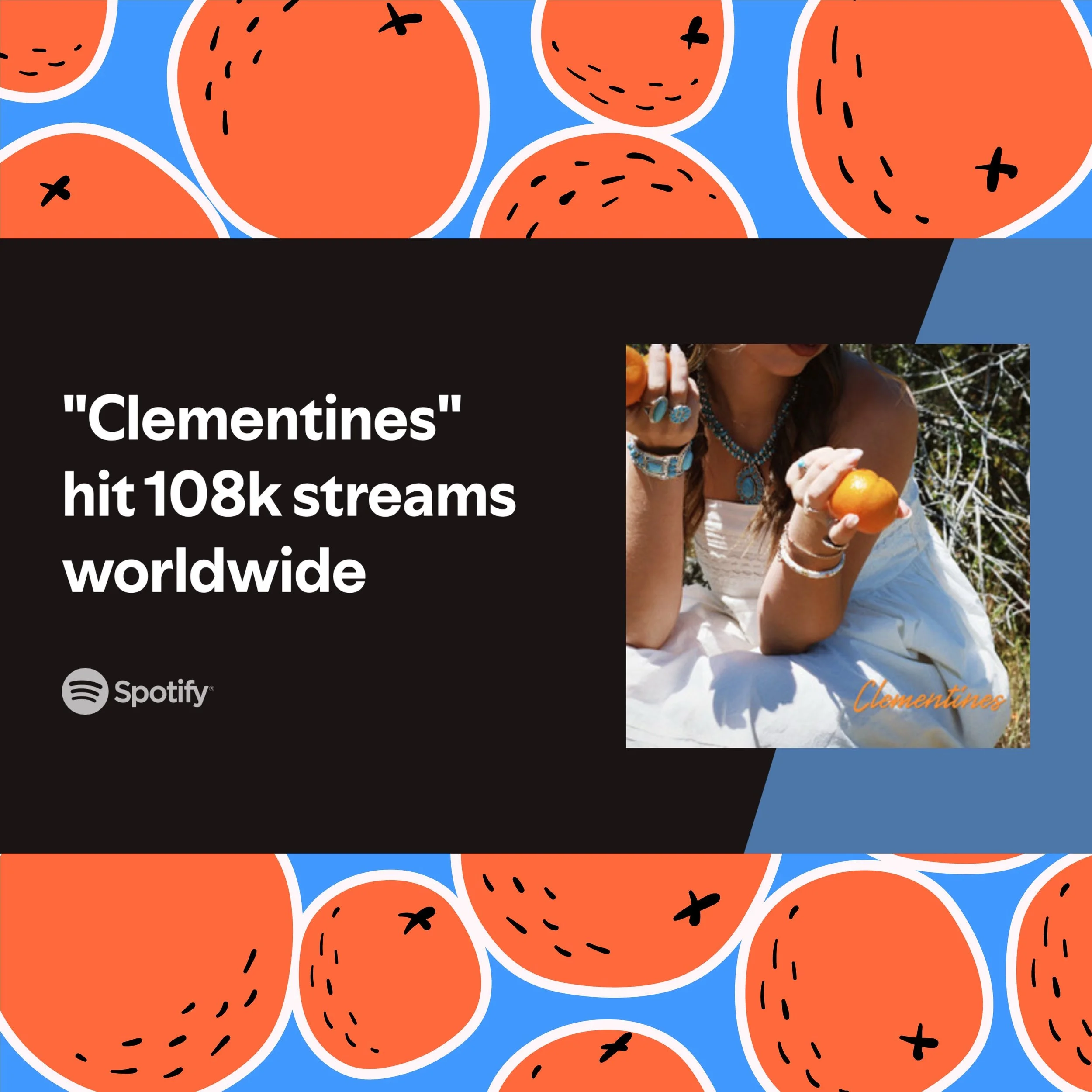 Having exhausted the use of &ldquo;gratitude&rdquo; over the last few days, (due to u guys)
I searched up how to best thank you for 100K &ldquo;Clementines&rdquo; streams!
So - with all my heart - here goes: 
Grateful vibes only 💛 Big thank-you ener