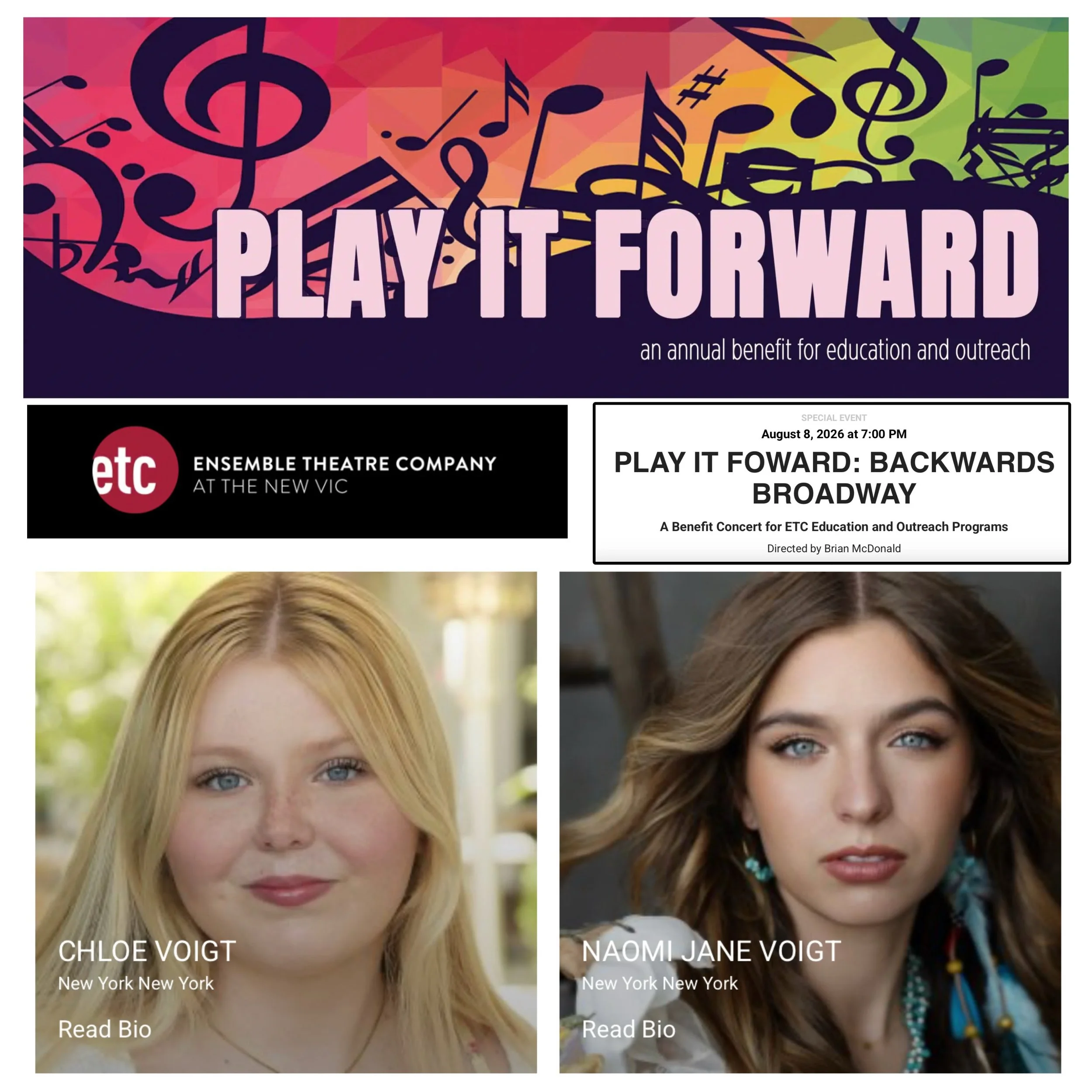 What a thrill, to sing with my sister, in support of Ensemble Theatre Company&rsquo;s Education &amp; Outreach programs! Get your tickets! The arts are lifechanging, for everyone. Come support! Link in story. #artforall @etcsb #playitforward #benefit