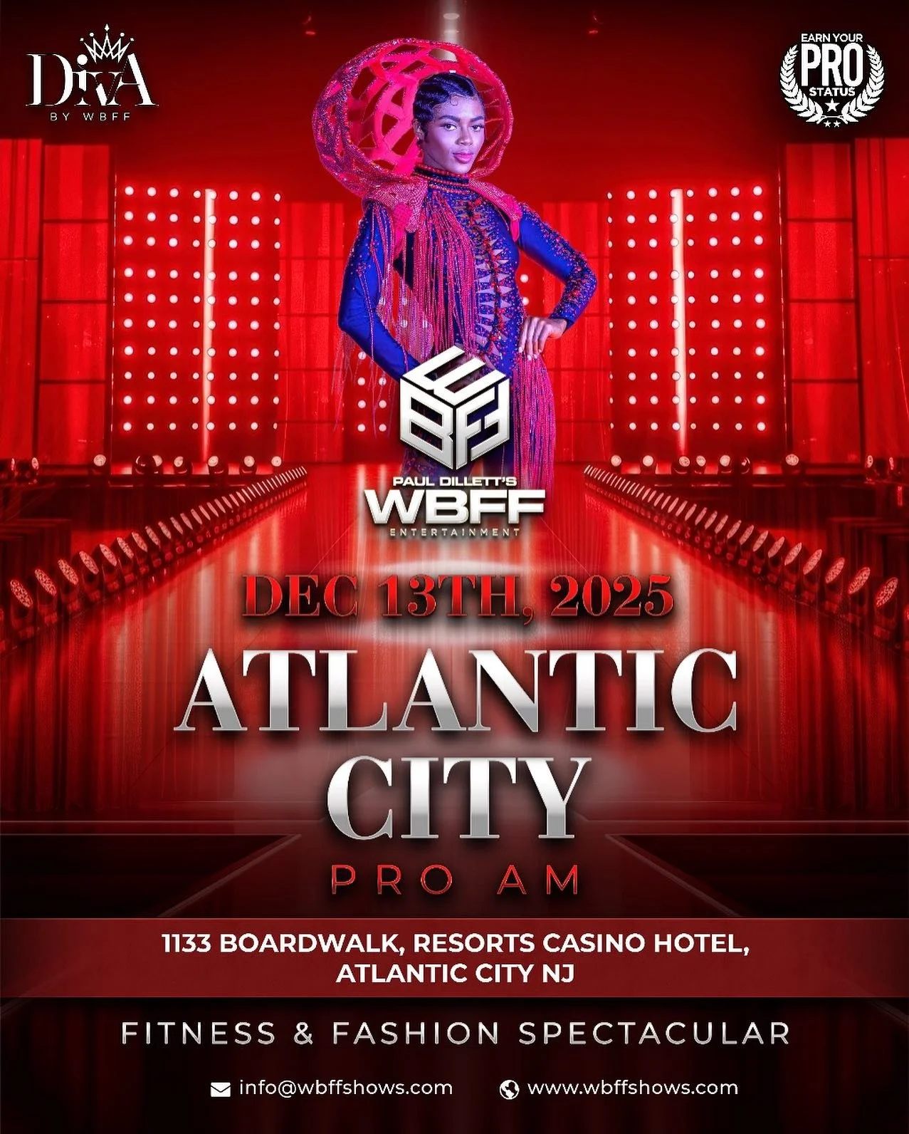 Stepping into the Spotlight WBFF Pro Diva @jonet.nichelle wearing @forthestarsfashionhouse . Are you ready Atlantic City New Jersey @resortscasino @wbffentertainment #diva#beauty#fashion#runway#fitmodel