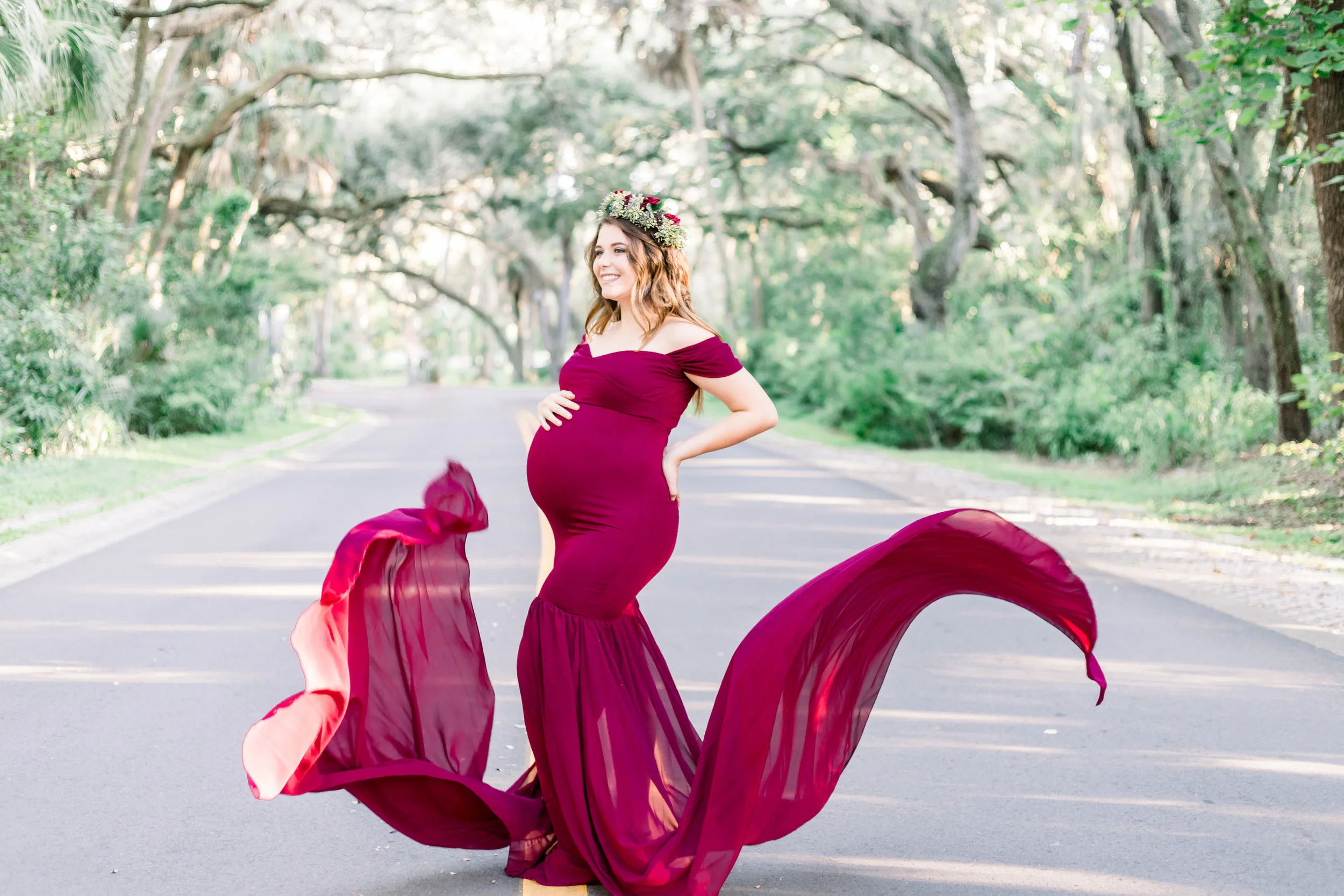 stunning-maternity-pictures-baby-bump-red-dress-florida-photographer