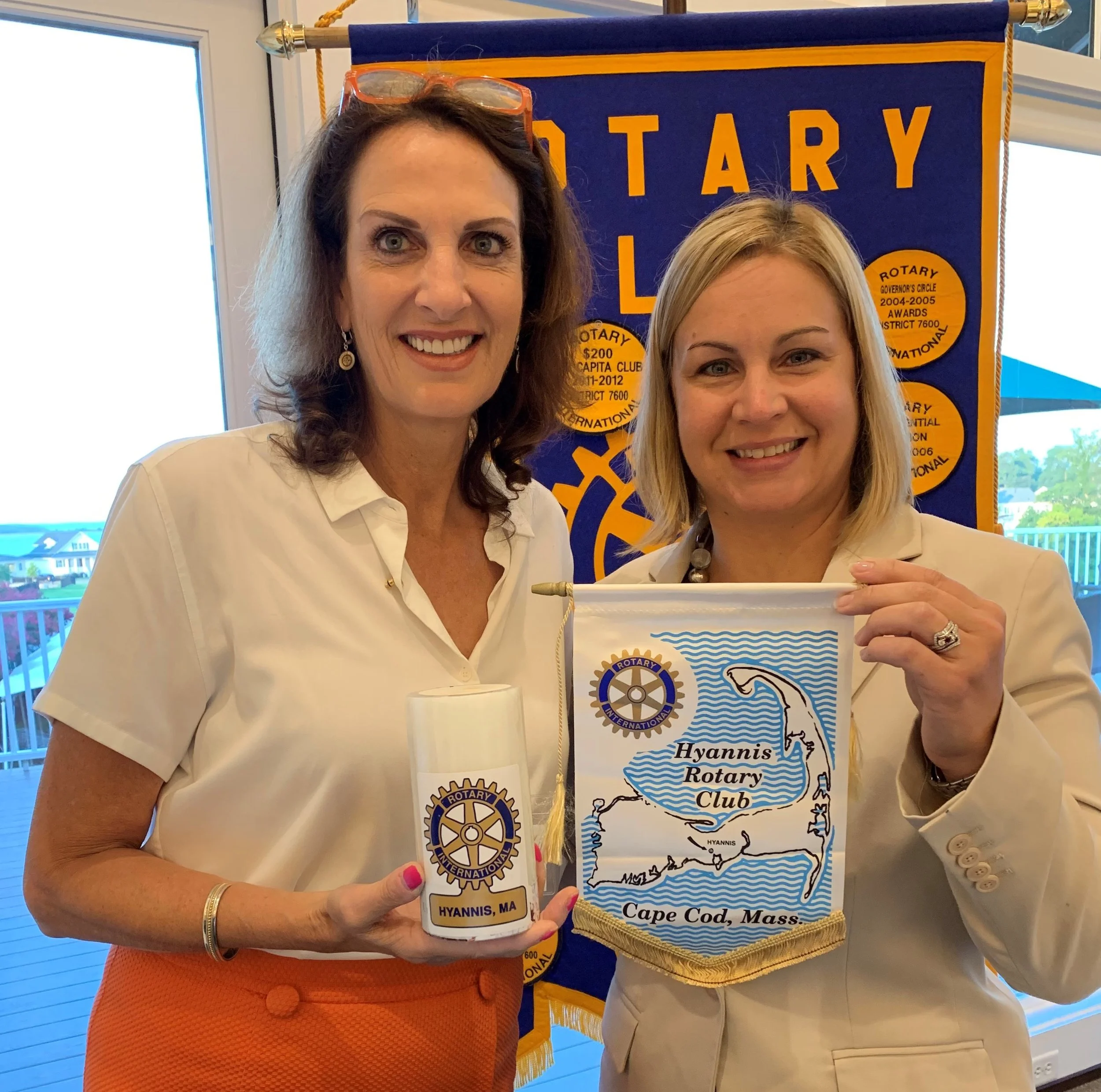 Satellite Club Member Elisabeth Reiss enjoys visiting other Rotary clubs when she travels. In this case, the Hyannis Rotary Club in Cape Cod, Massachusetts.