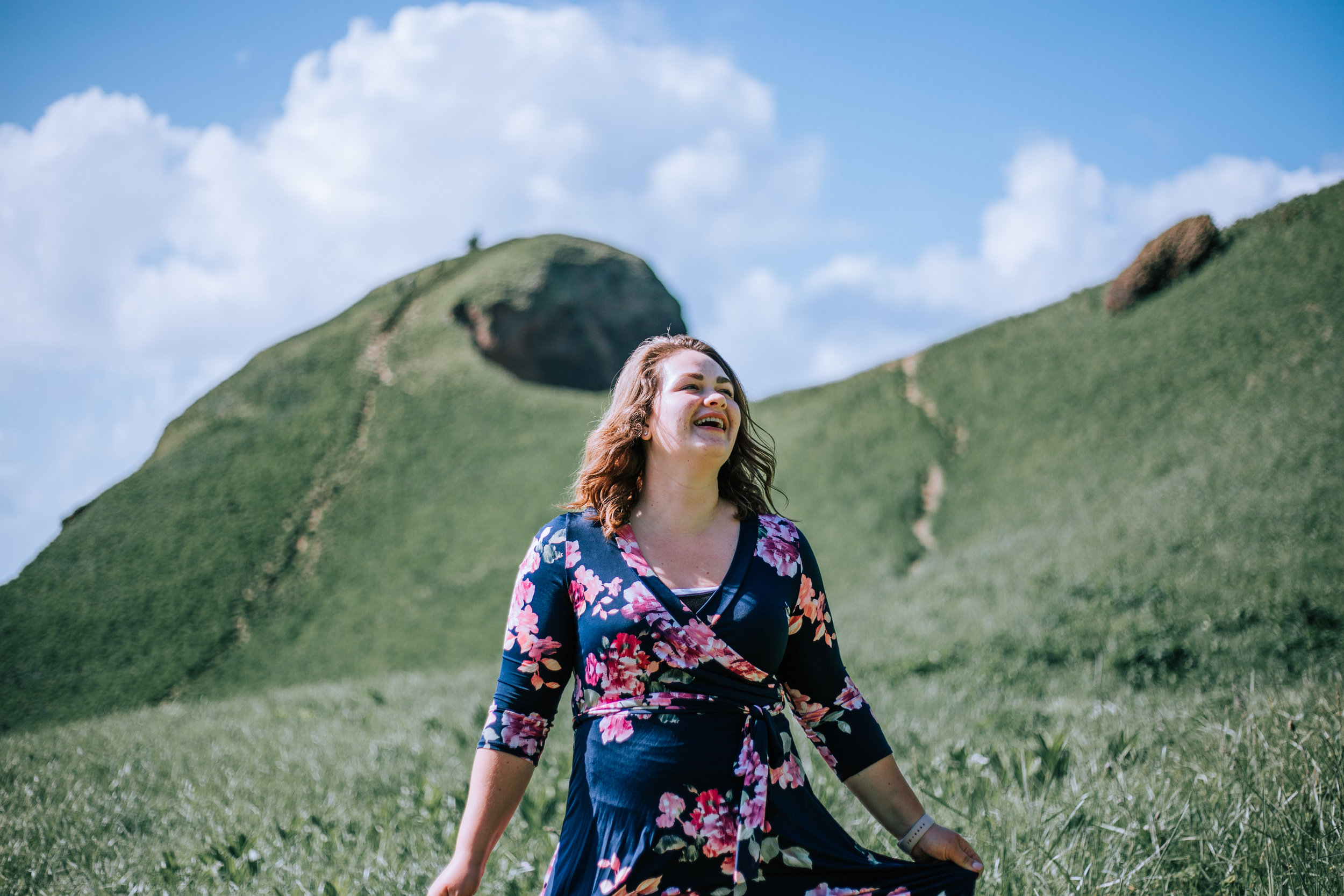 Flowy dress portraits woman mountains