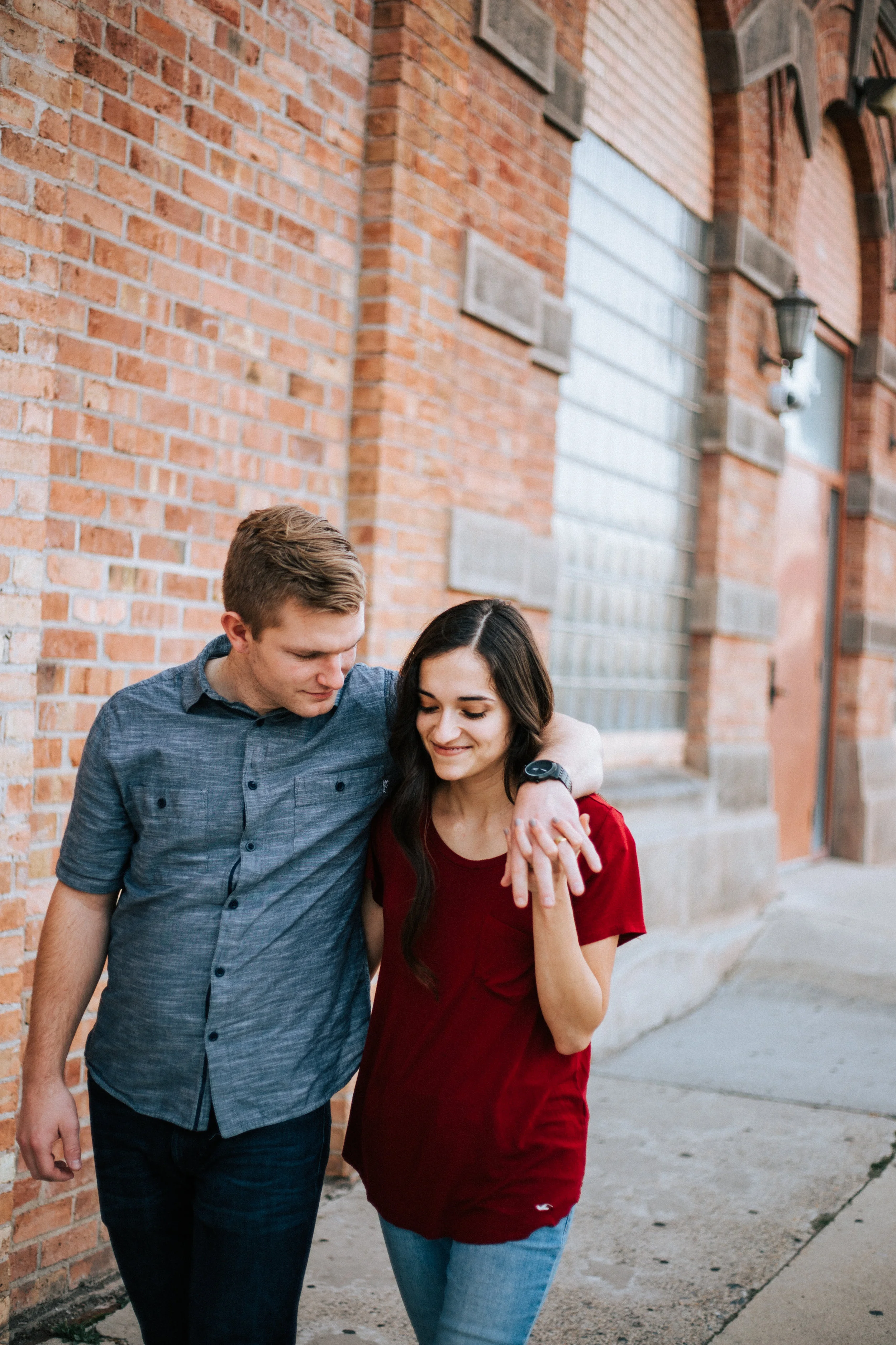 Downtown summer city couple portraits Utah