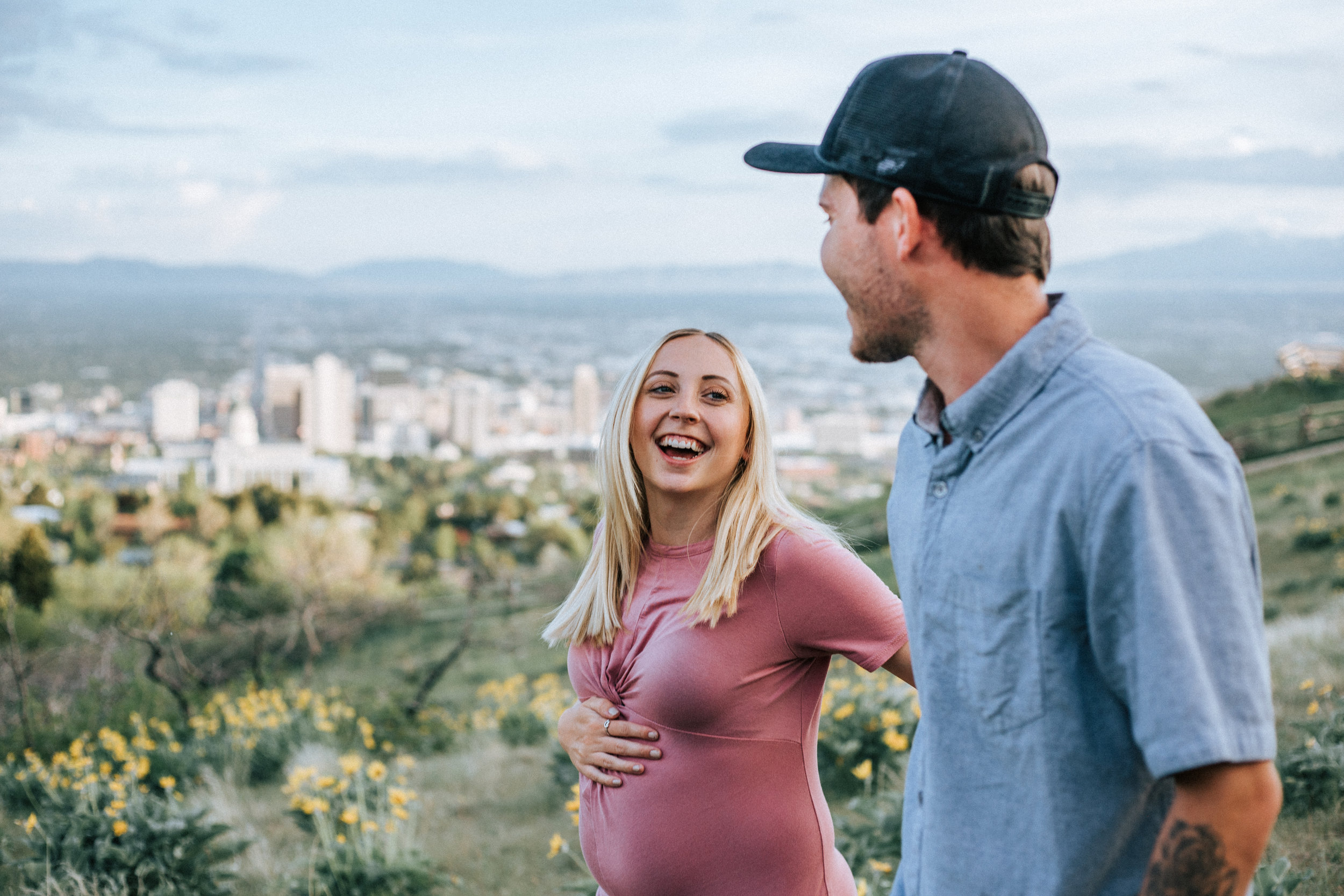 Wildflower maternity photos in Utah mountains