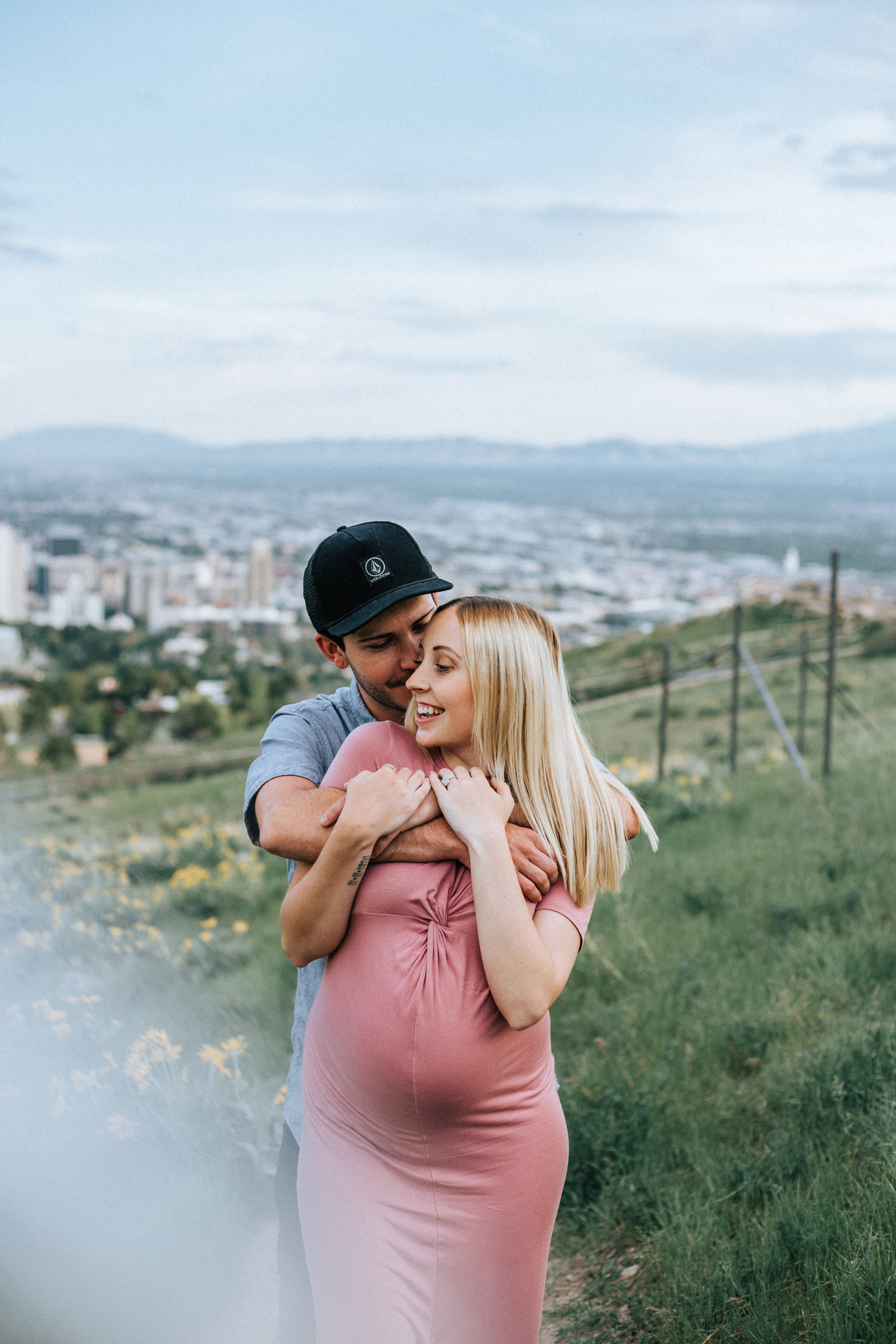 Wildflower maternity photos in Utah mountains