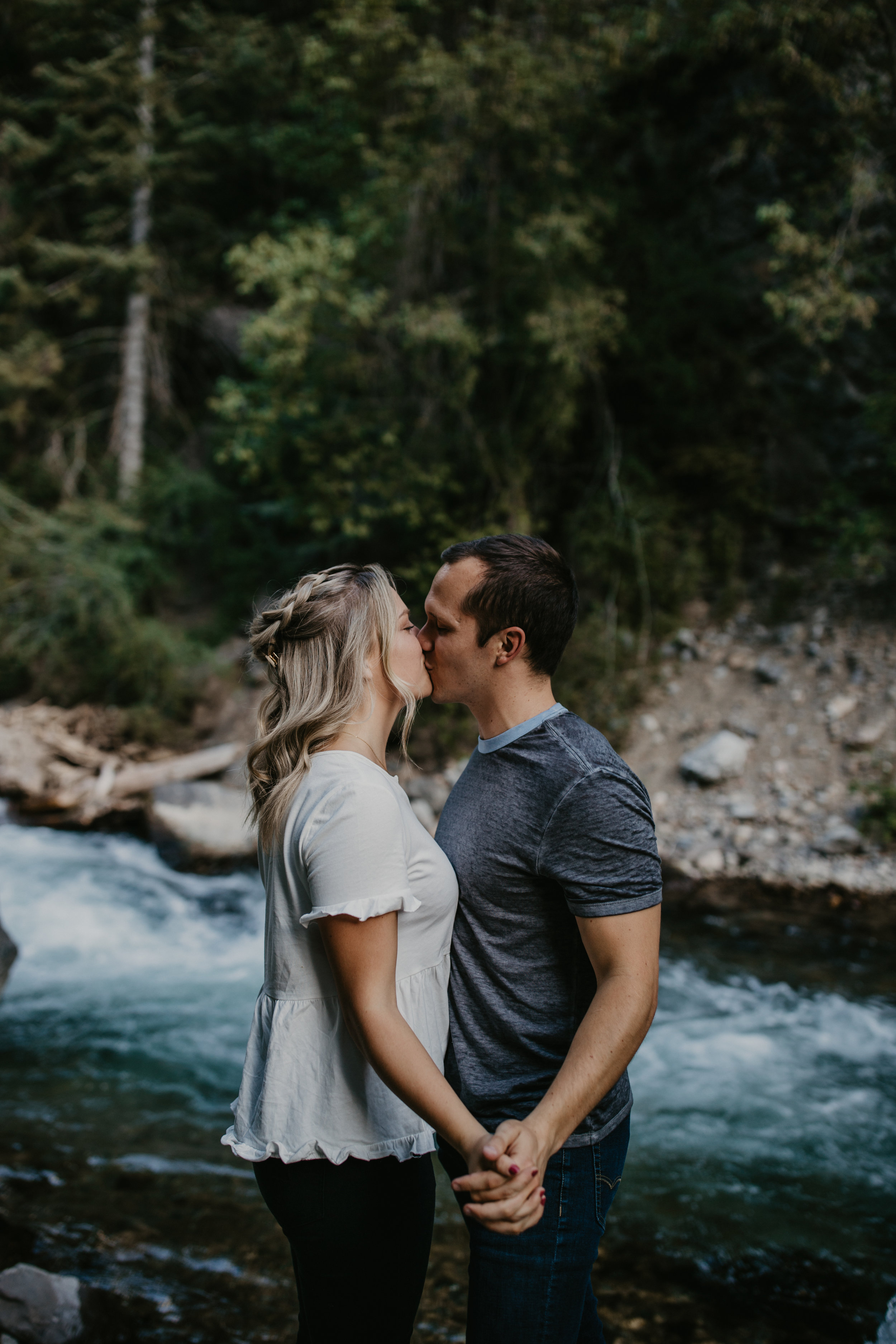 Romantic Utah mountain engagements by river