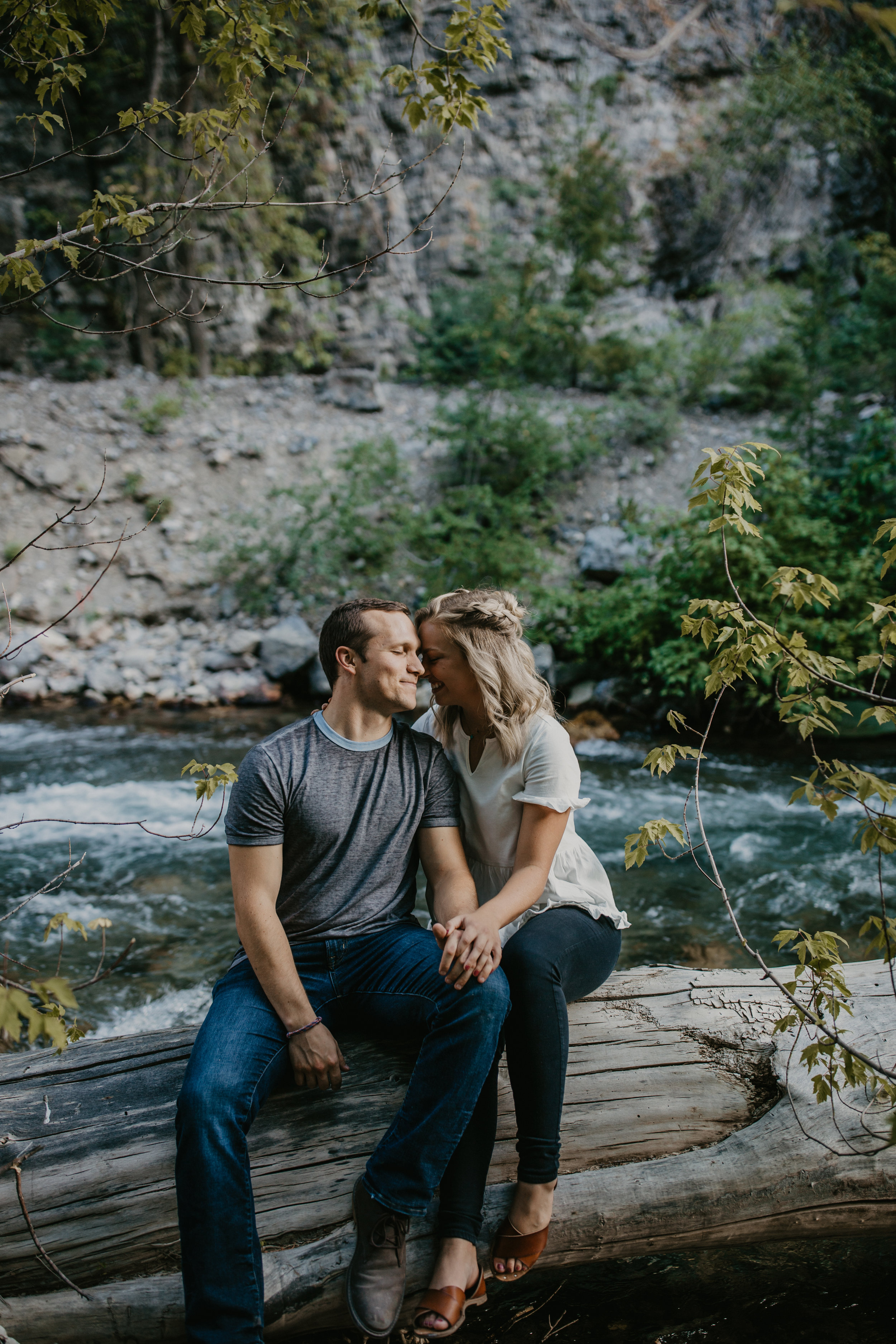 Romantic Utah mountain engagements by river