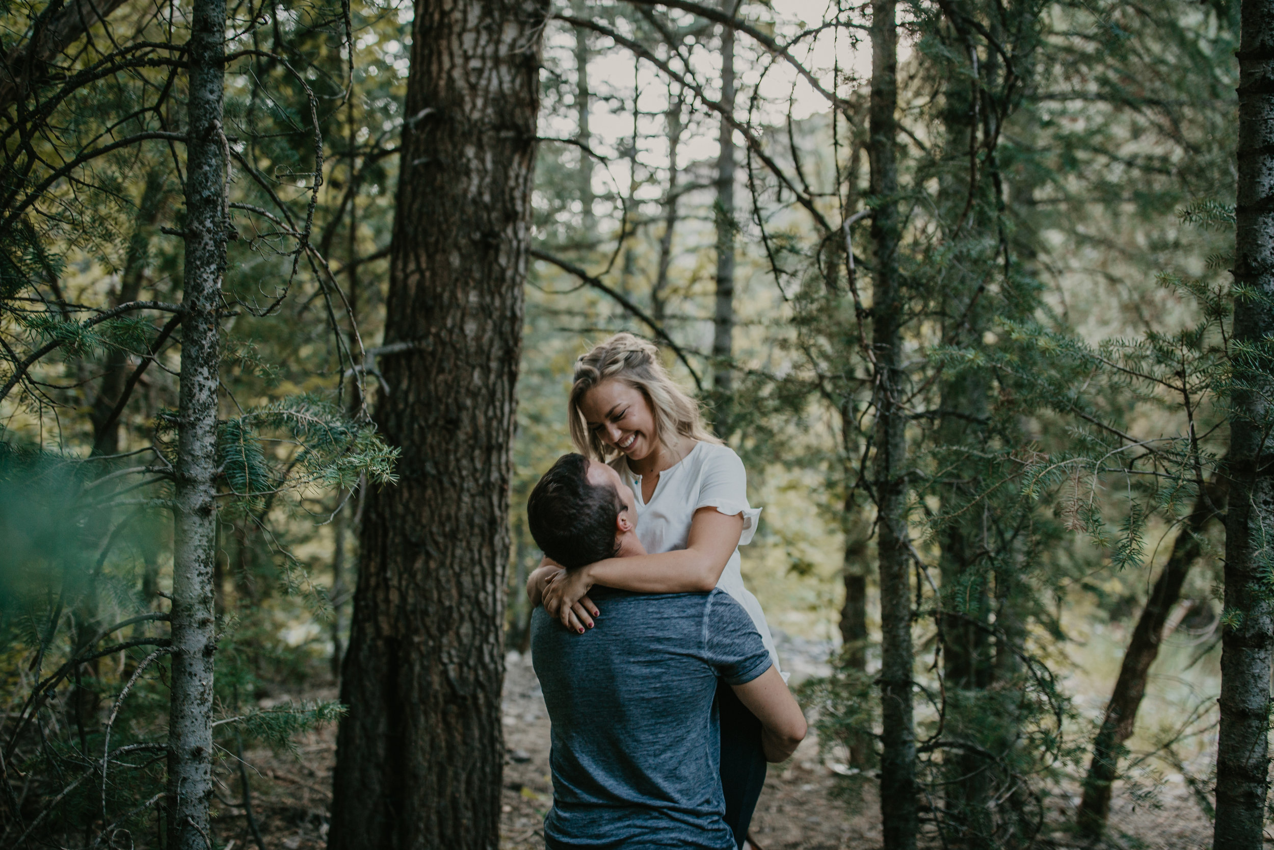 Romantic Utah engagement couple photos in the woods