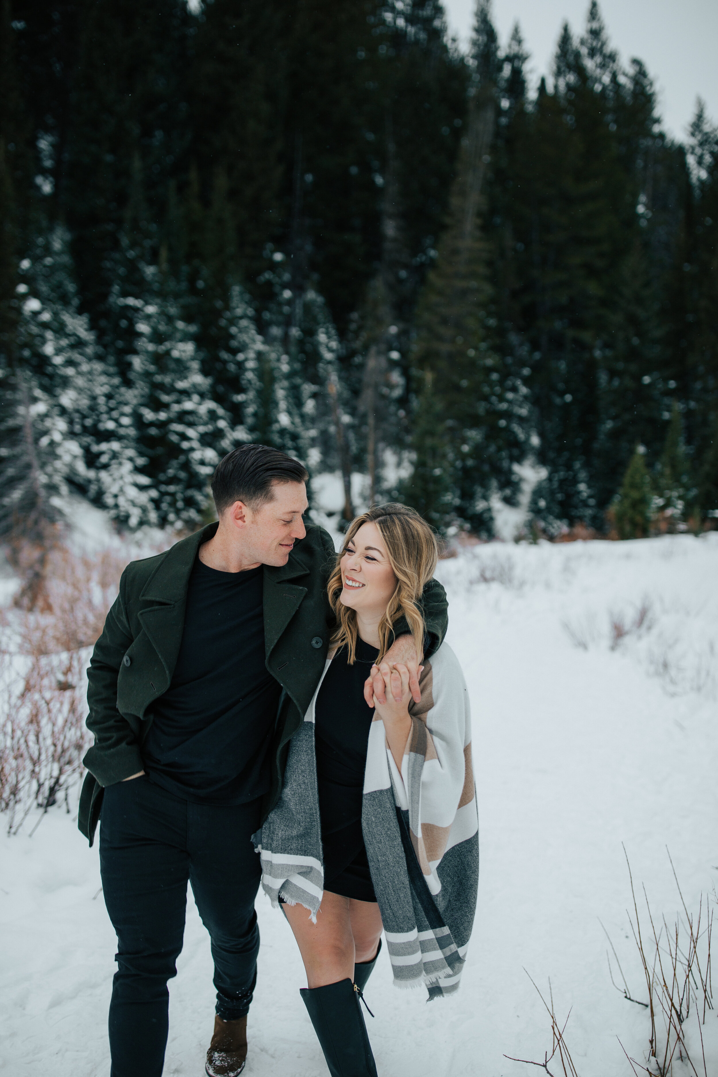 Winter engagement session in Utah mountains Big Cottonwood Canyon engagement shoot #utahphotographer #winterengagements