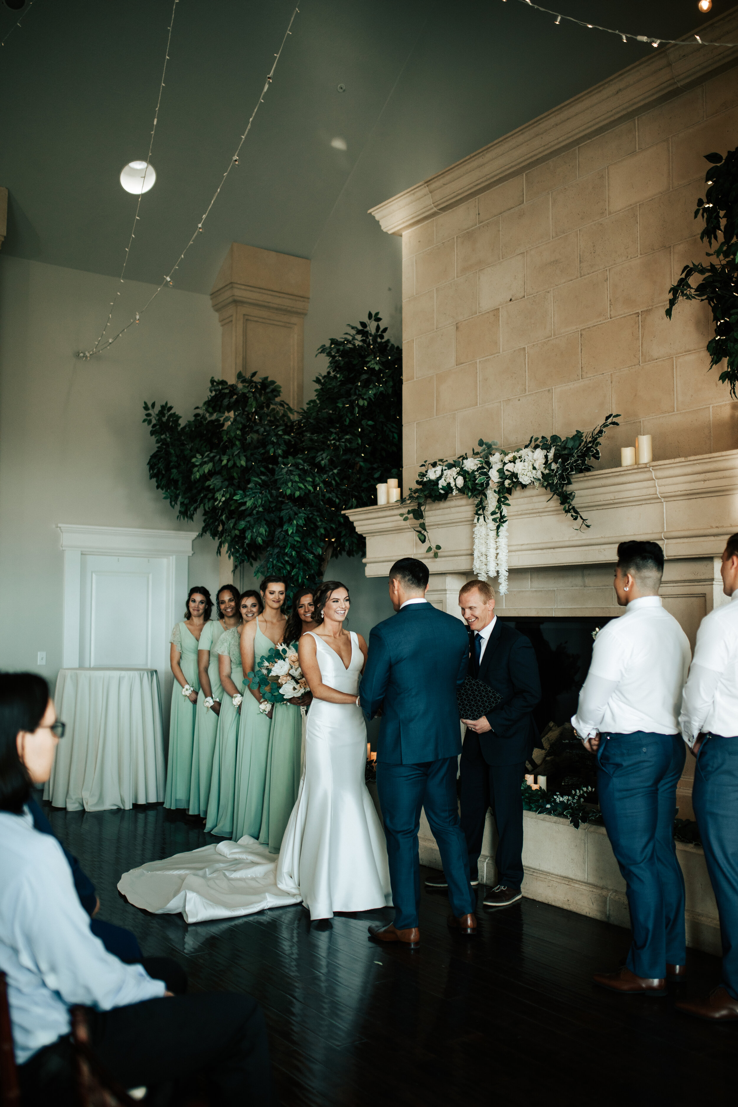  Stunning altar shot by Emily Jenkins Photography capturing the faces of the bridesmaids watching the groom at Sleepy Ridge Golf Course in Utah County. indoor wedding venue bridesmaids up front orem Utah wedding venue #emilyjenkinsphotography #emilyj