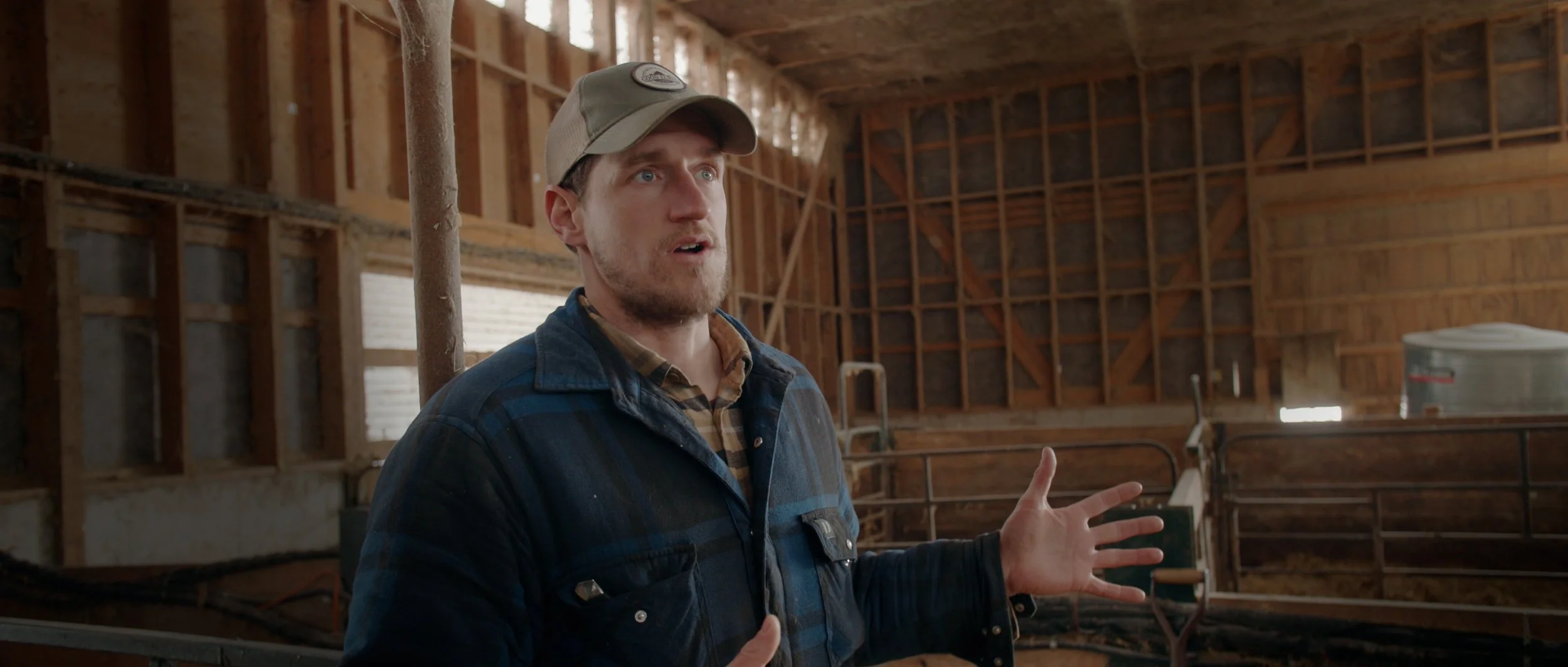 Filming a documentary interview with Mitch at Good Family Farms, in the Grey Highlands, ON. Just outside Meaford, ON.