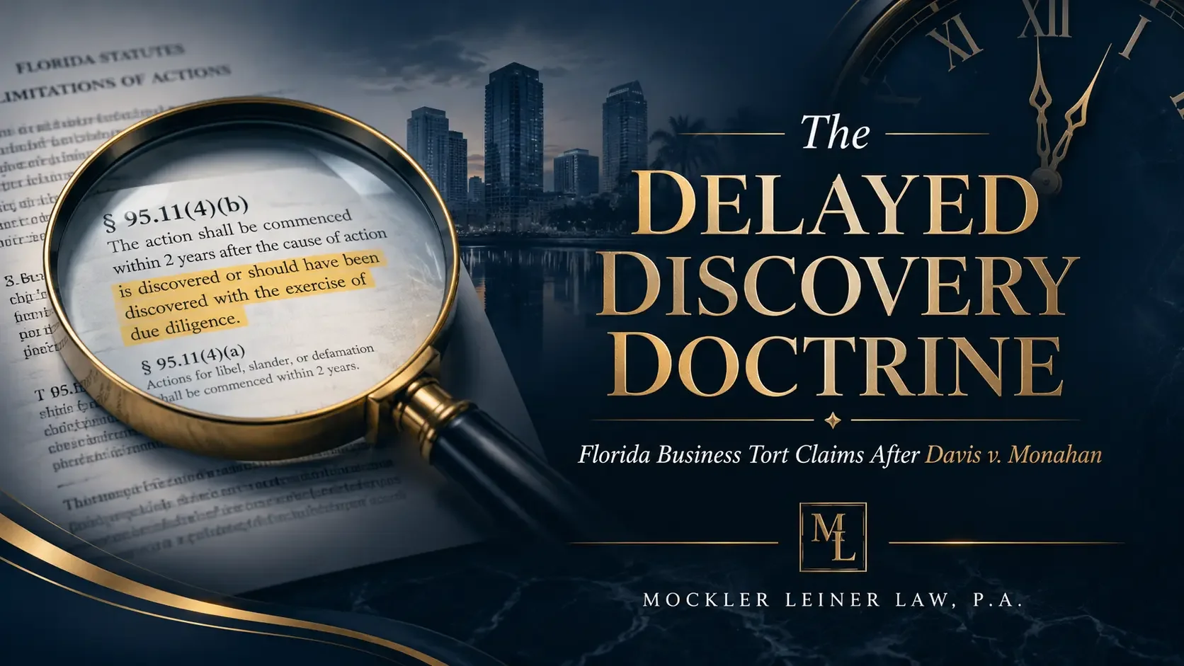 The Delayed Discovery Doctrine in Florida Business Tort Cases: What Davis v. Monahan Means for Fraud, Civil Theft, Conversion, FDUTPA, Trade Secrets, and Fiduciary Duty Claims