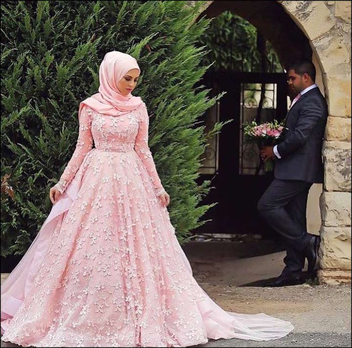 Muslim Wedding Dress Beaded Lace Bridal Dress Hijab Wedding - Etsy Finland