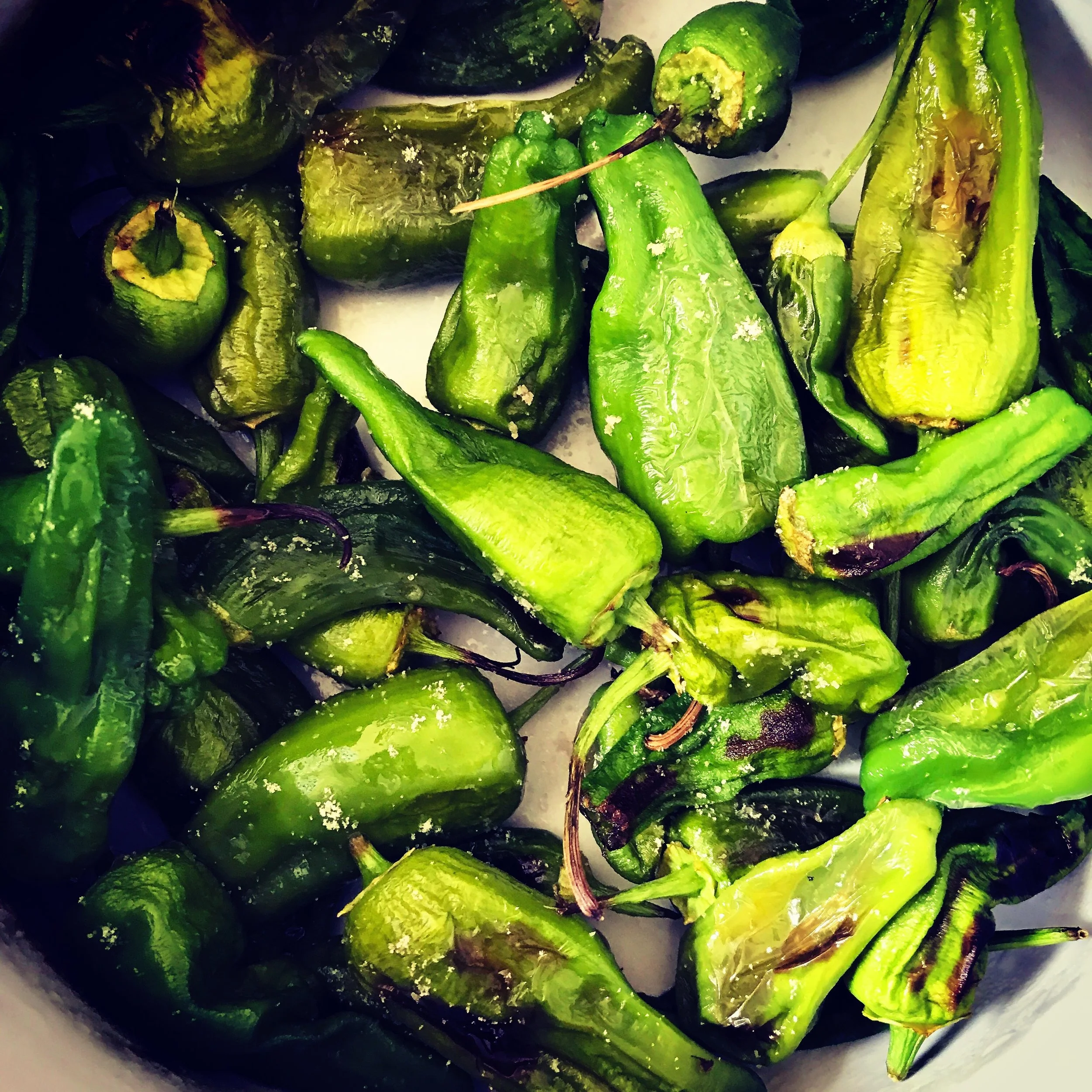 Blistered Padron Peppers with Lime &amp; Salt