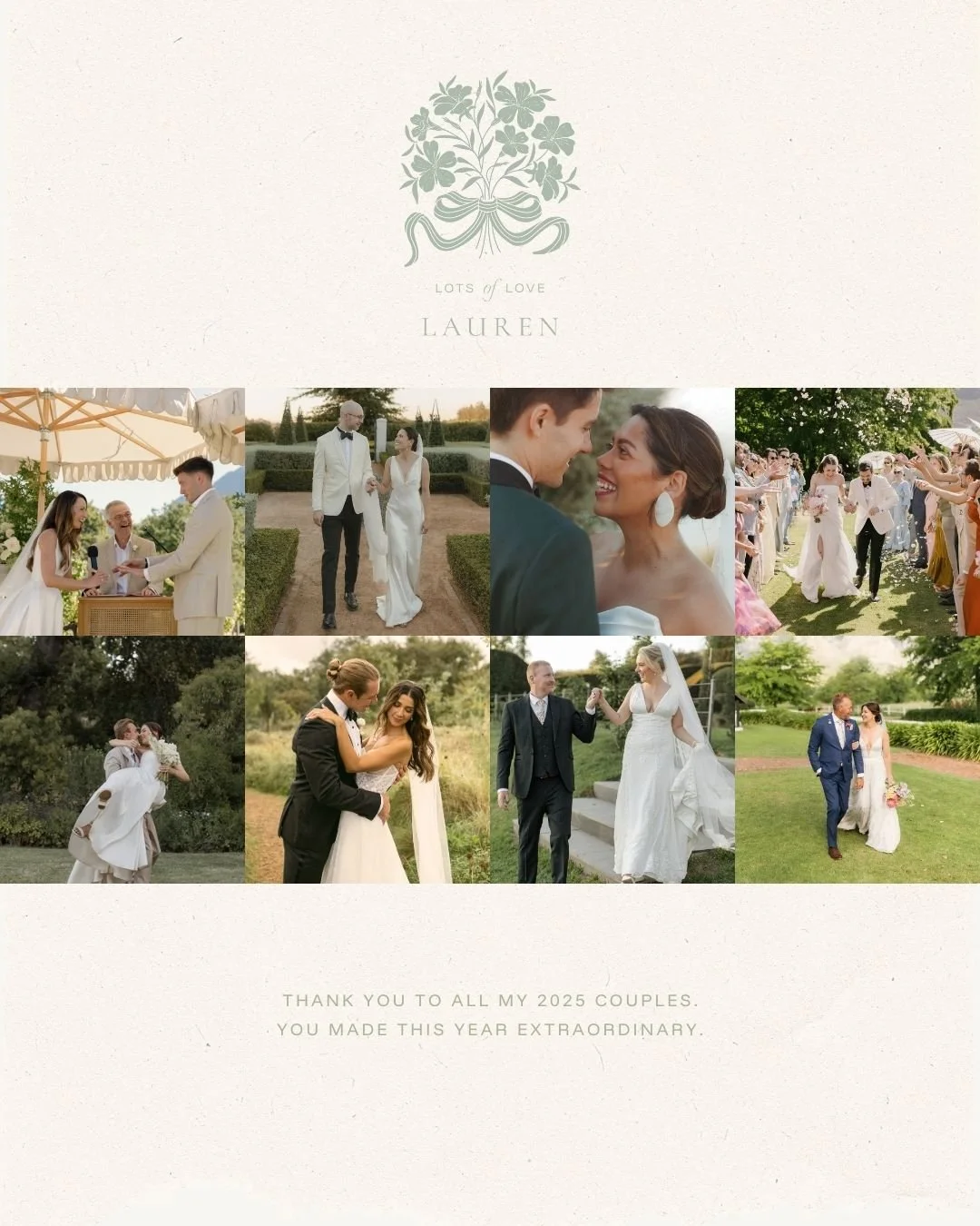 As 2025 comes to a close - with one more celebration next week - I&rsquo;m reflecting on the 12 special days I was trusted with this year. Working with each of you has been a privilege, and I&rsquo;m grateful for the moments we shared. Thank you for 