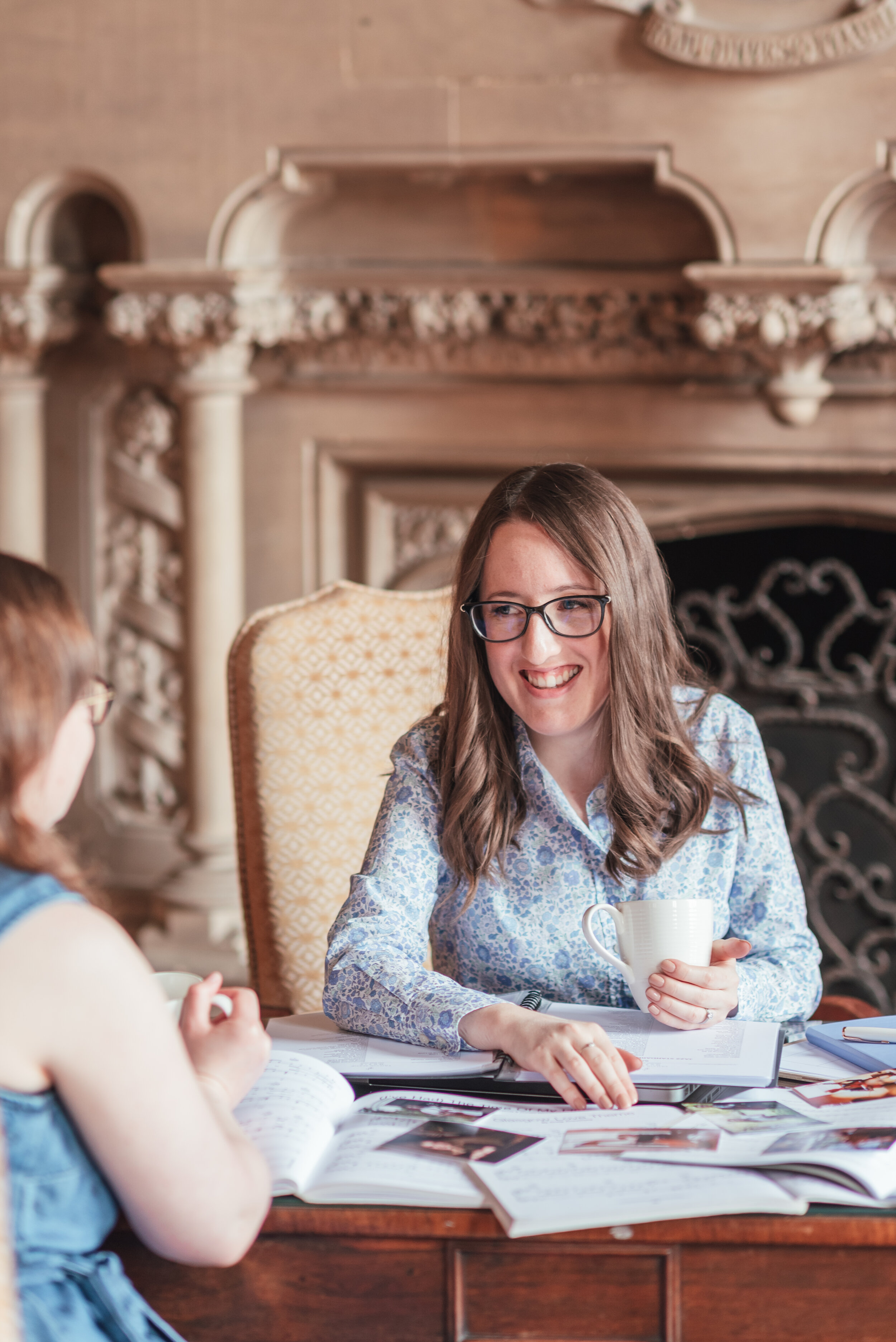 Rosie giving an in-person wedding music consultation