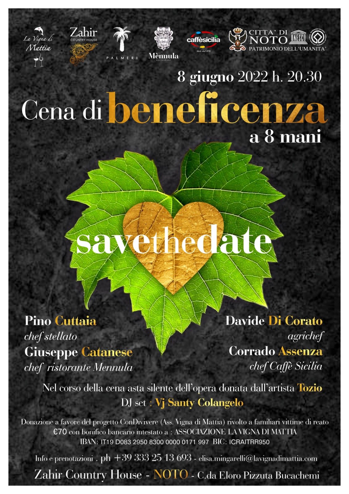 Cena di beneficenza a 8 mani - 8 giugno 2022