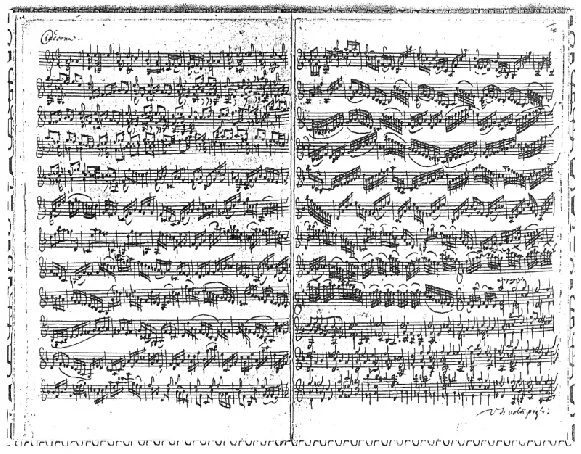 The first two pages of the autograph of the Chaconne.
