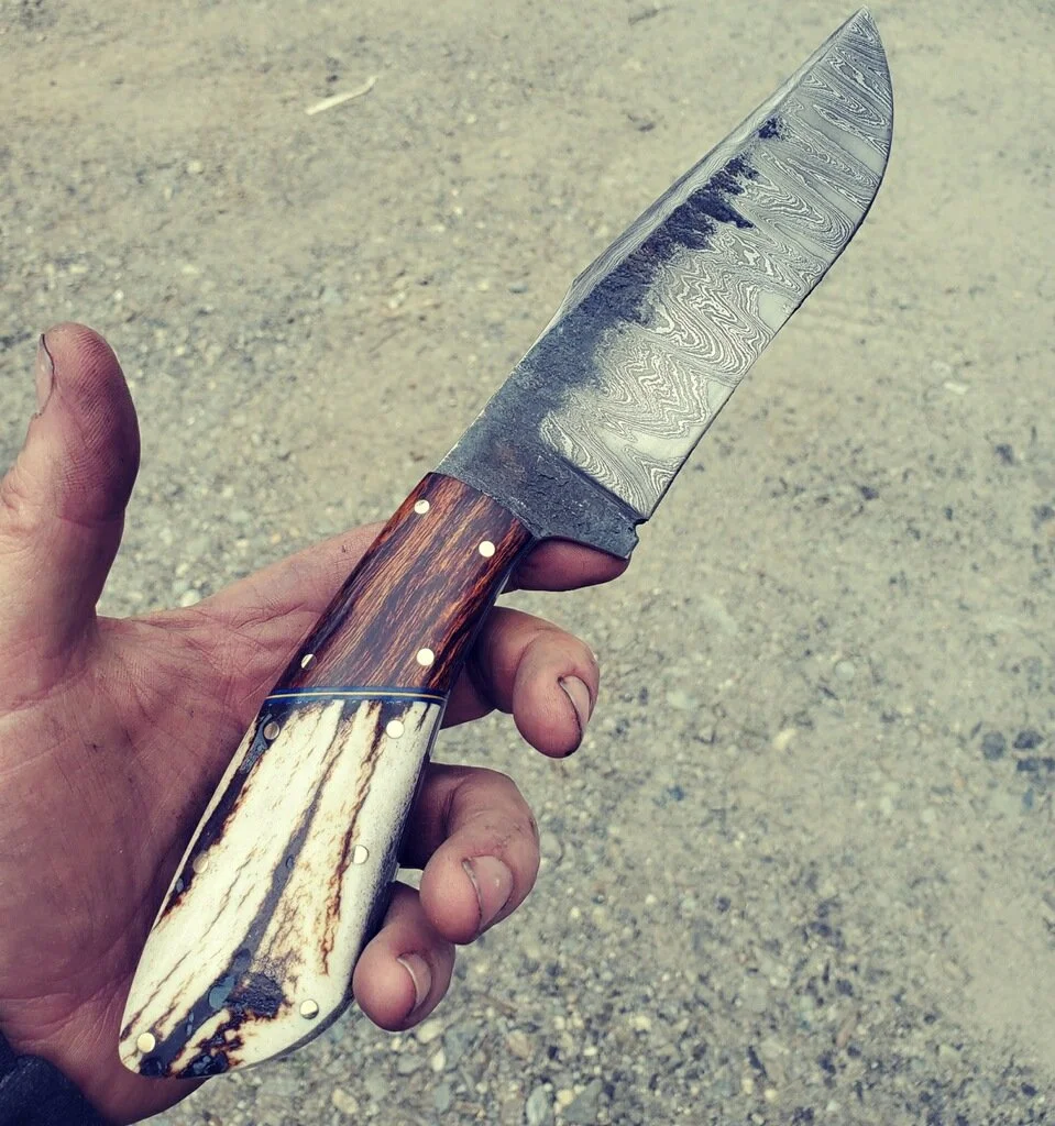 Damascus Steel Knife Made from a Raymond 4750 (Large)