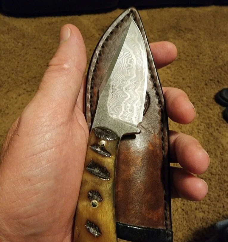 Damascus Steel Knife Made from a Raymond 4750 (Small)