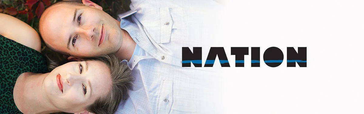 Nation vocal ensemble banner with faces of Timothy C. Takach and Jocelyn Hagen.