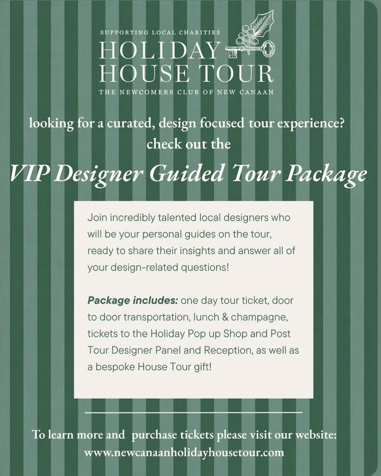 We are honored to be included in this festive and worthwhile event. 

Proceeds benefit two dozen local organizations through  partnership with the New Canaan Community Foundation.

We hope you will join us!