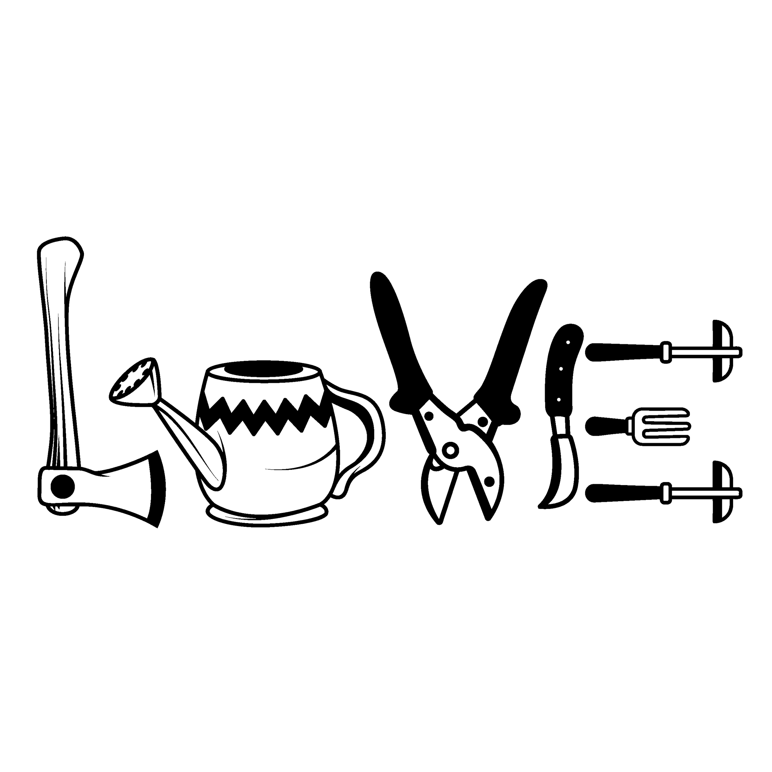 LOVE Text with Gardening Tools SVG.png