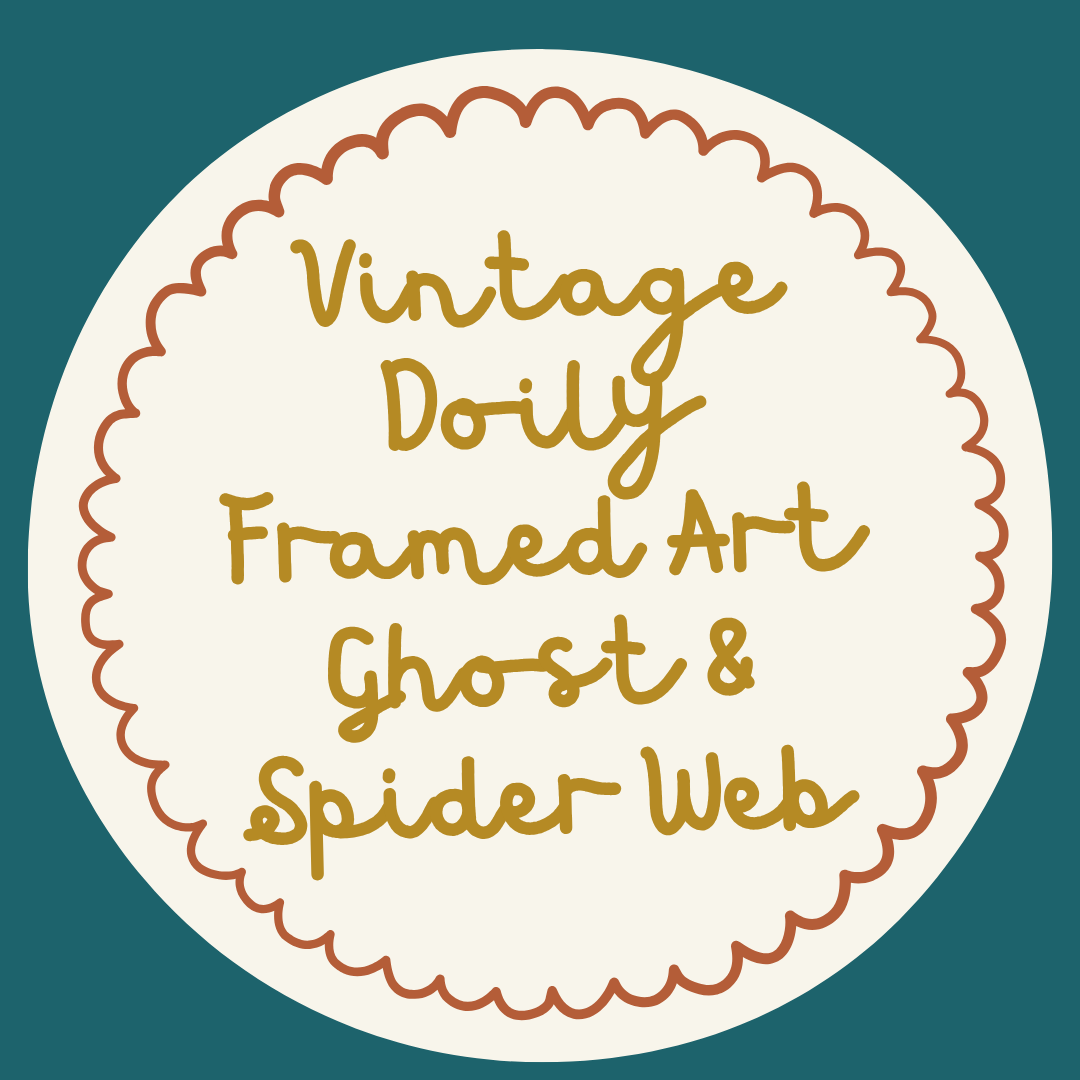 Vintage Doily Framed Art: Ghost & Spider Web