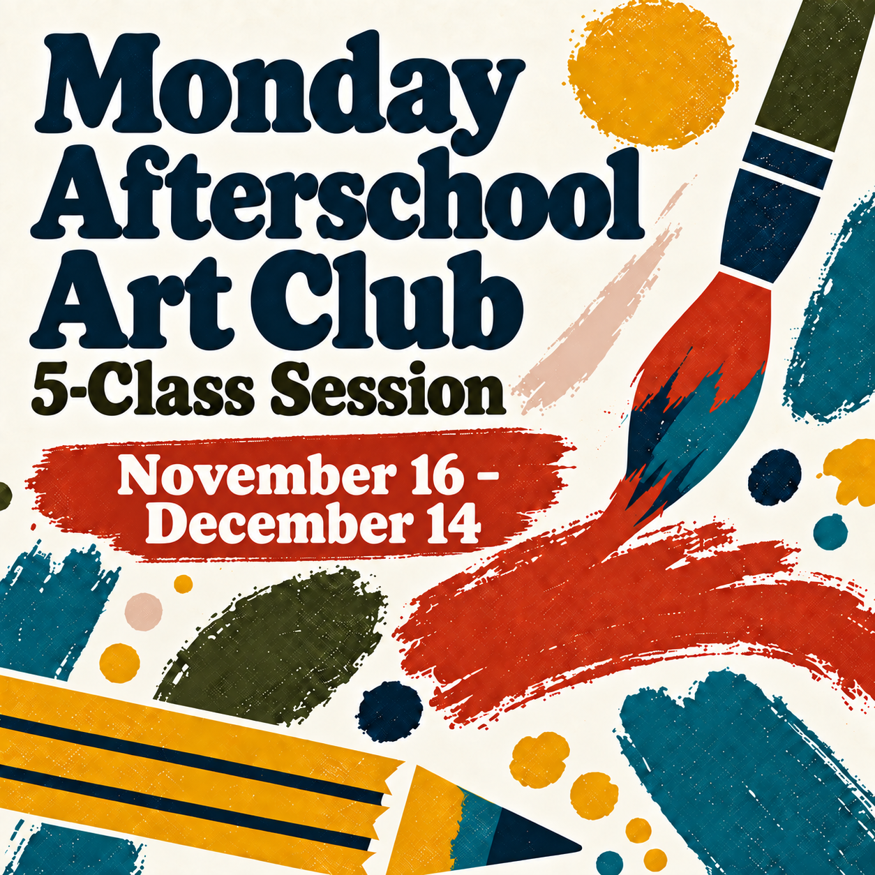 Monday Afterschool Art Club — 5 Week Session