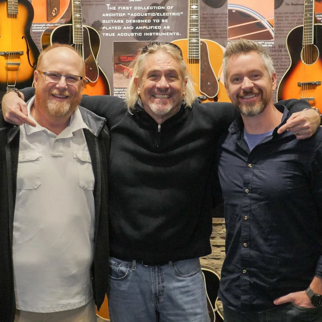 Scott Aisenbrey of Epiphone with the guys.