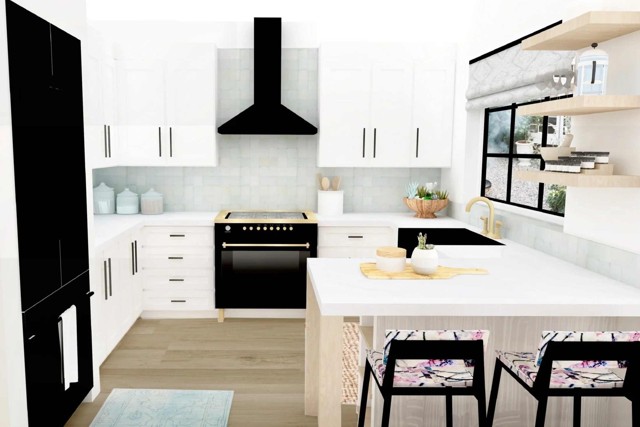 online interior design  3d interior design rendering  kitchen catherine rose design