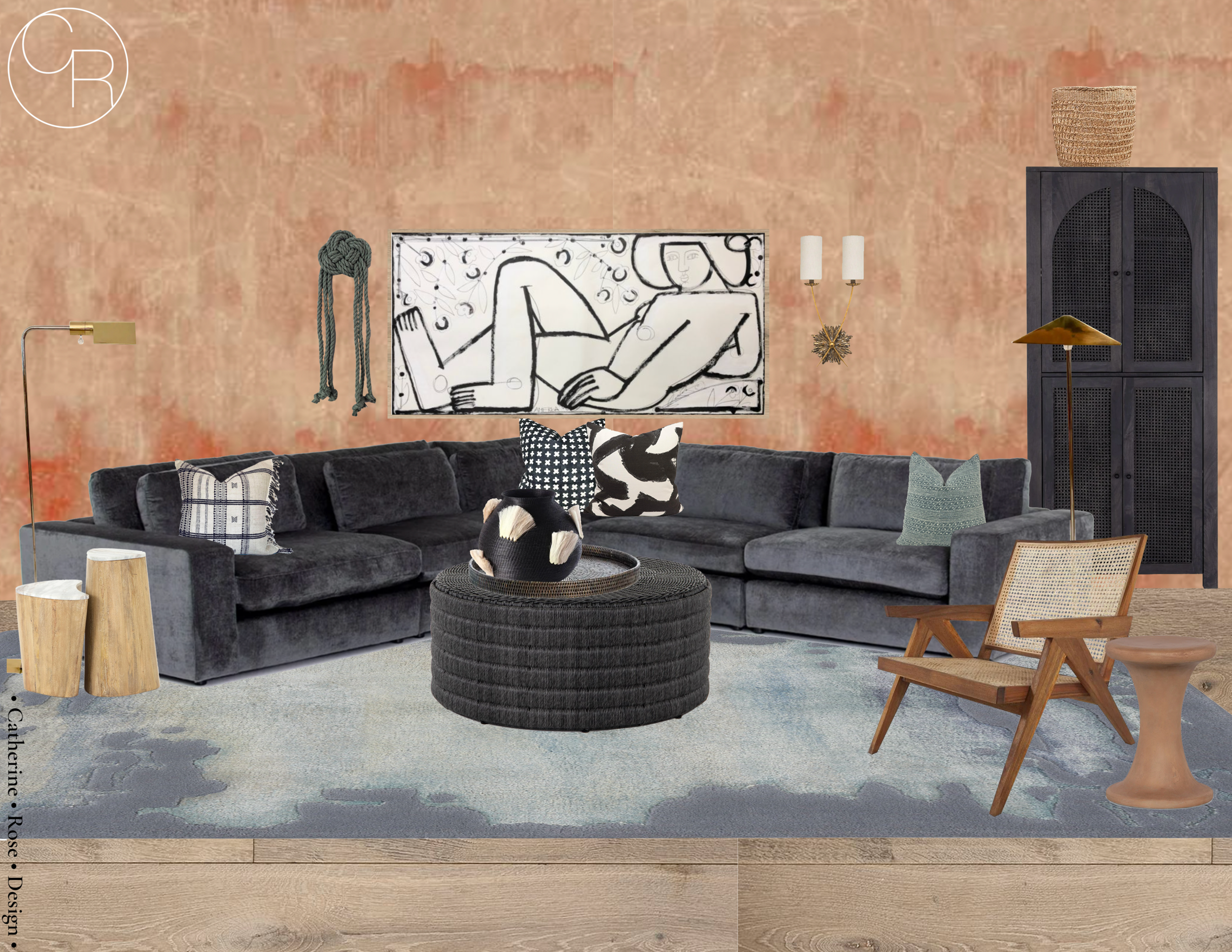 online 3d interior design board living room abstract art