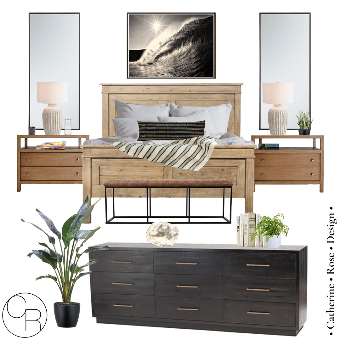 online interior design board bed room design wood and stripes