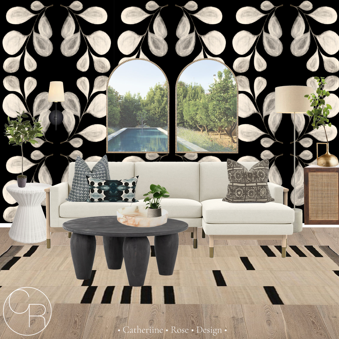 online interior design board family room design contrast wallpaper