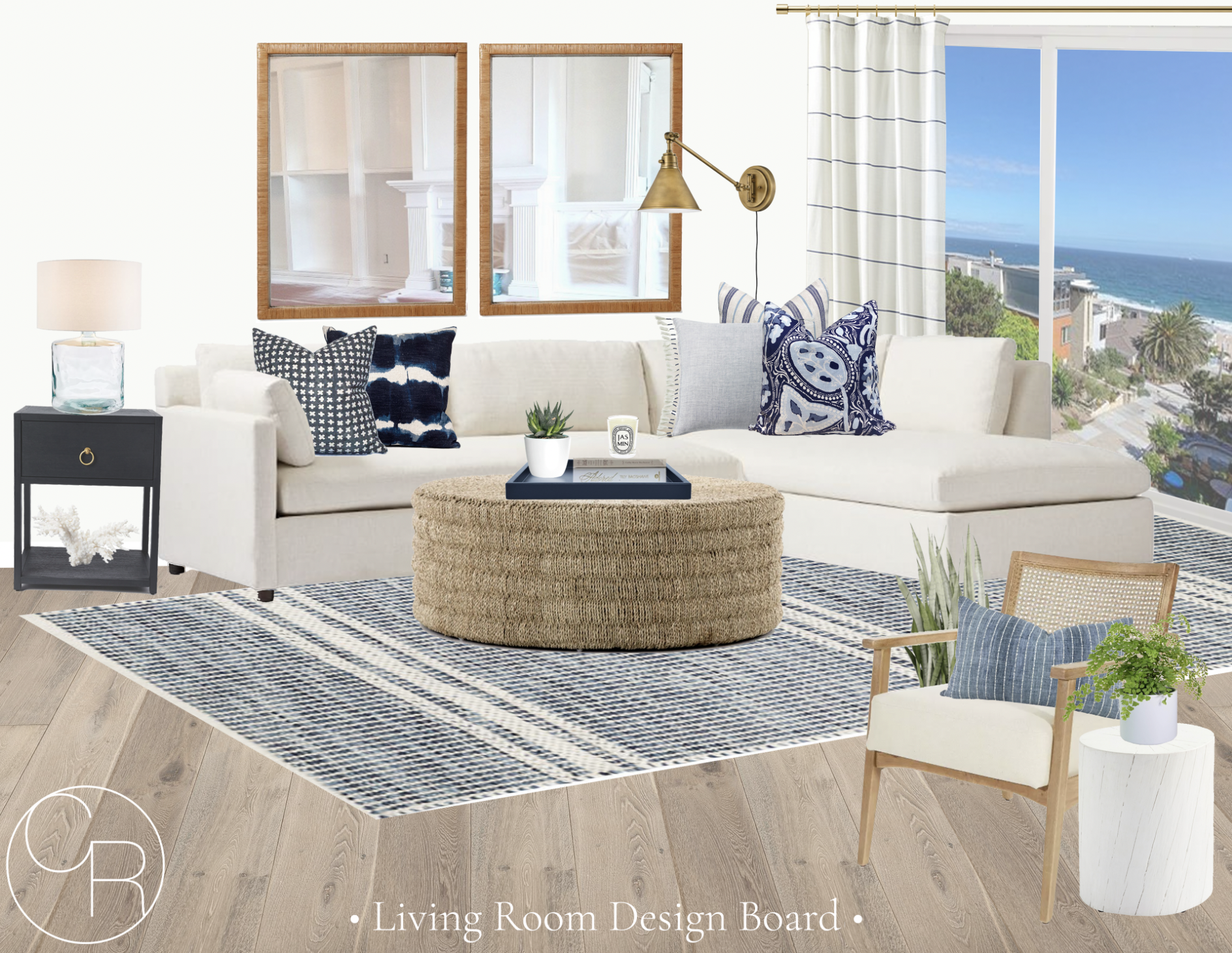online interior design board family room design beach front nautical