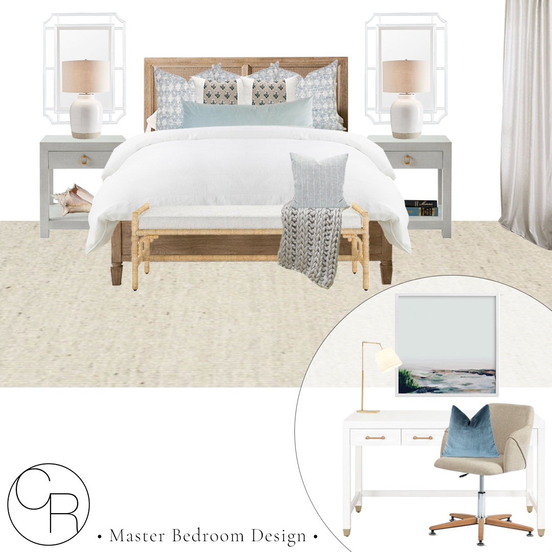 online interior design board  master bedroom design light and airy