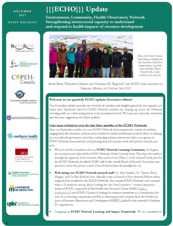 December 2017 ECHO network quarterly update 