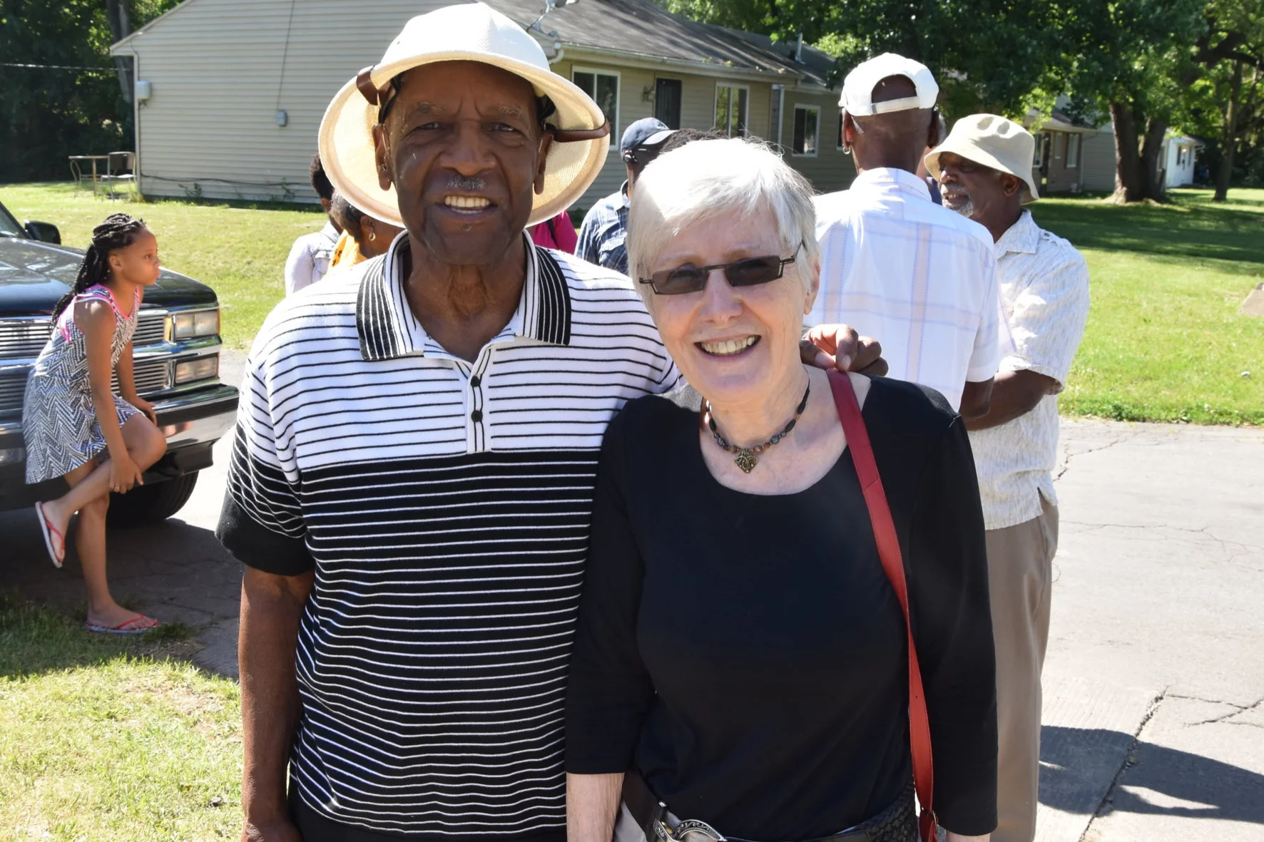 Leroy Cobb, original member of Better Homes, and Gabrielle Robinson at dedication of Better Homes State Historic Marker 2016. Speaker: Mayor Pete Buttigieg