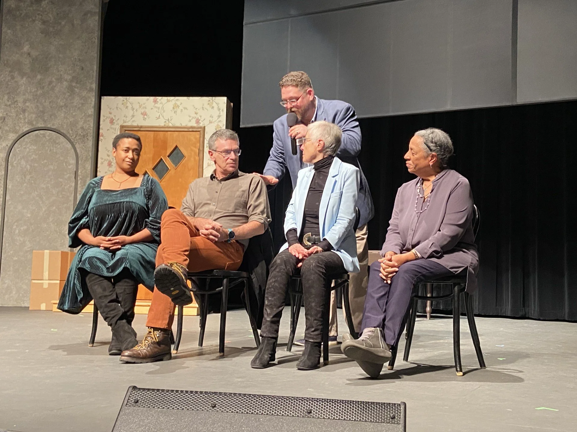  Panel discussion after the play with Director Laurisa LeSure, Moderator, Exec. Dir. Aaron Nichols, author Gabrielle Robinson, and playwright Caleen Jennings 