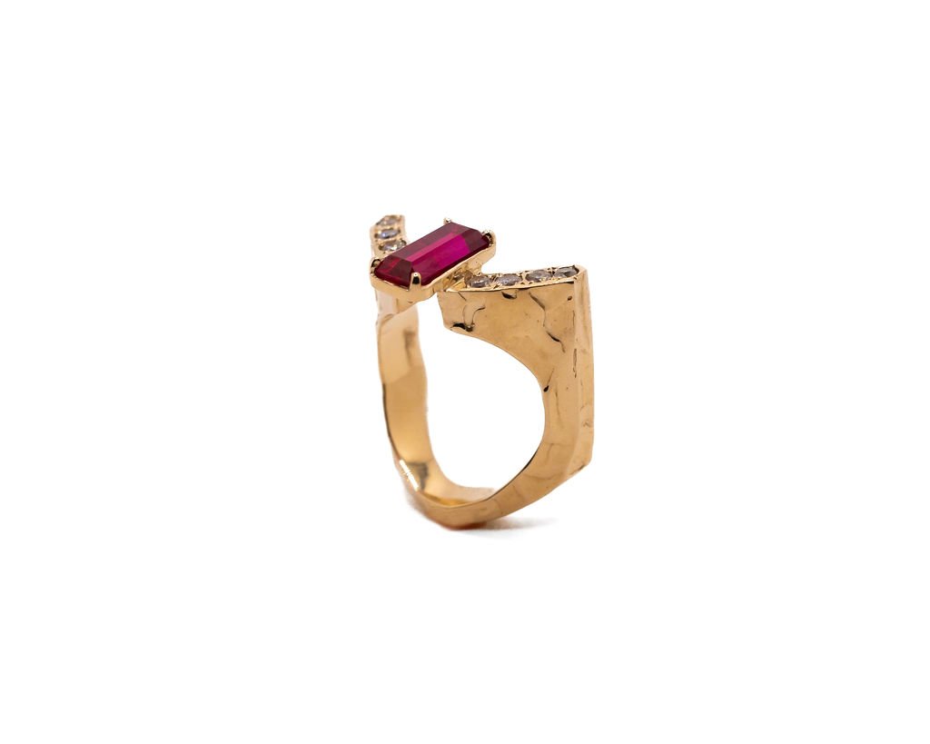 Ruby and Diamond Arc Ring