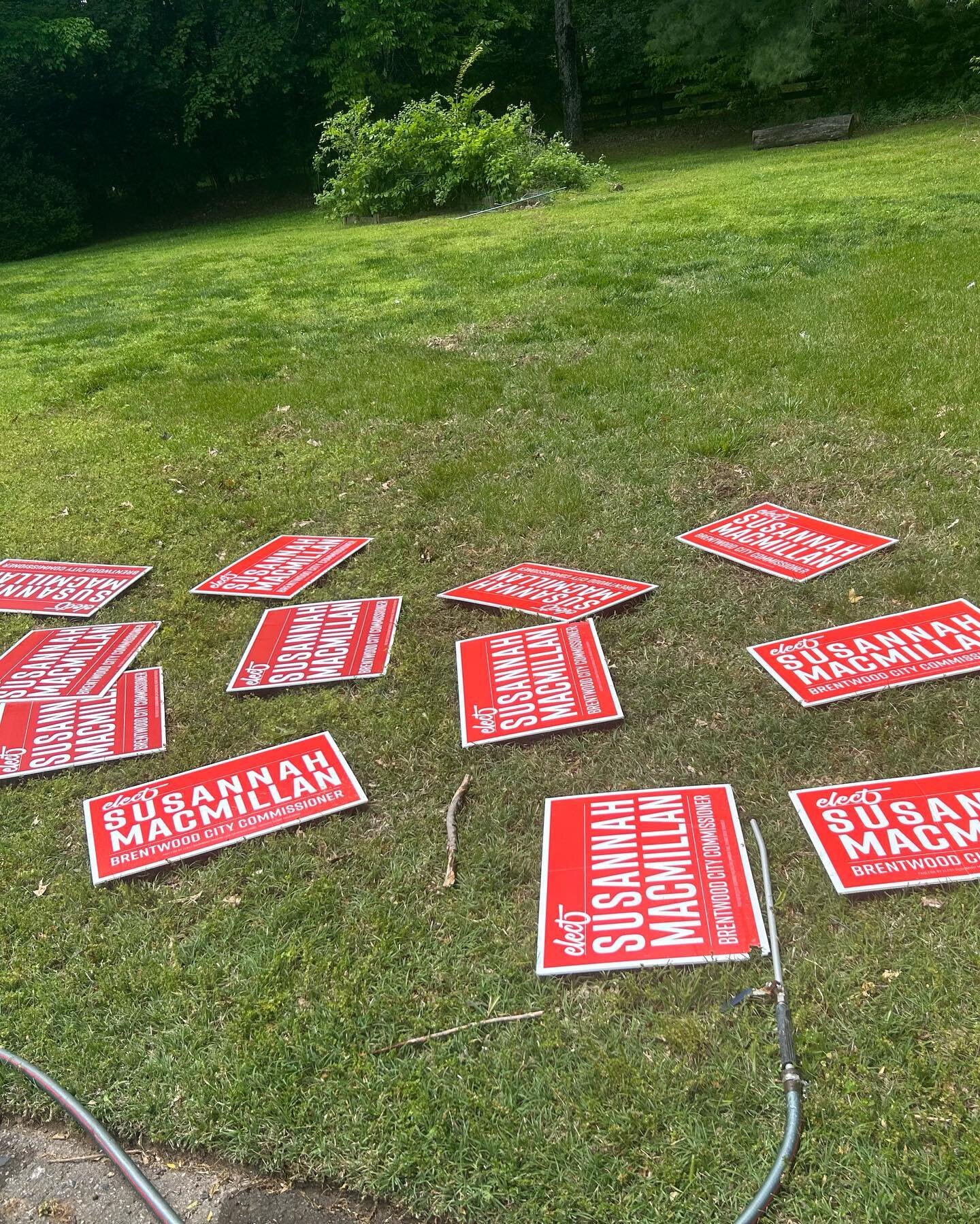 Weekend after being Re-elected: cleaning signs and leaning them anywhere I can find so they dry. Why? I&rsquo;ll reuse them in 4 years. I so appreciate the support of my donors and want to use their contributions wisely.