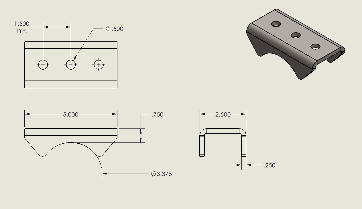 3.375" Diameter Low Profile Leaf Spring Perch Pair — Pacific Bending Inc.