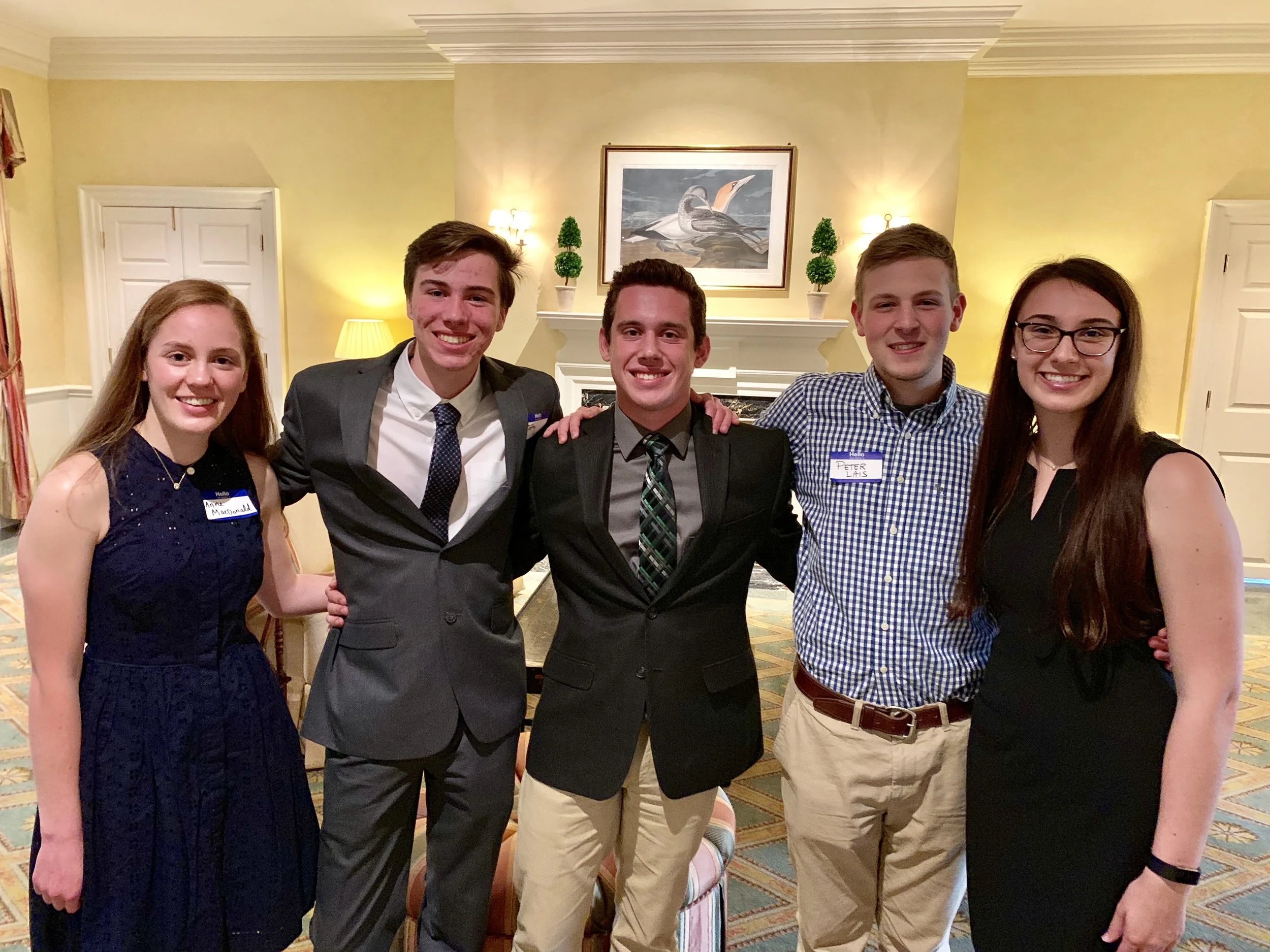2019 BHS Scholarship Winners Anne MacDonald, Jeffrey Rosauer, Mark Nicoletti, Peter Lais, and Anita Gugulski