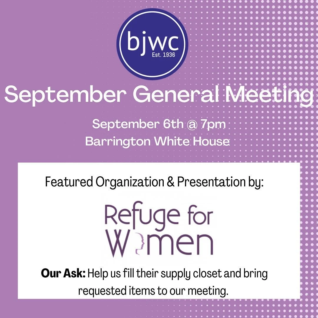SAVE THE DATE!!
Our first general meeting of the year is this Tuesday starting at 7pm at @barringtonswhitehouse .
While we are so excited to reconnect with our members and meet some new faces 1”we are even more excited to have @refugeforwomen