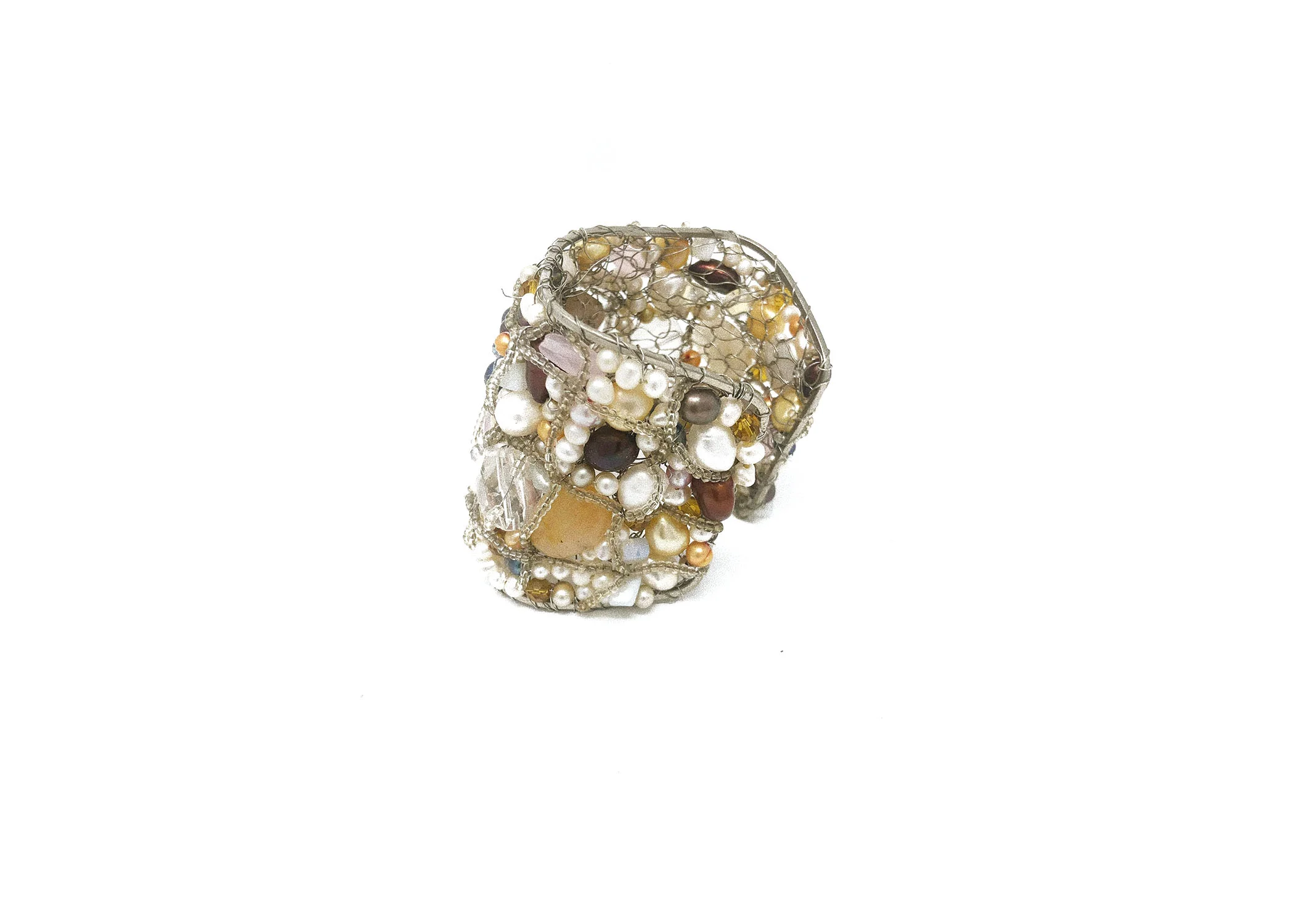 Clustered Multi-Stone Cuff Bracelet