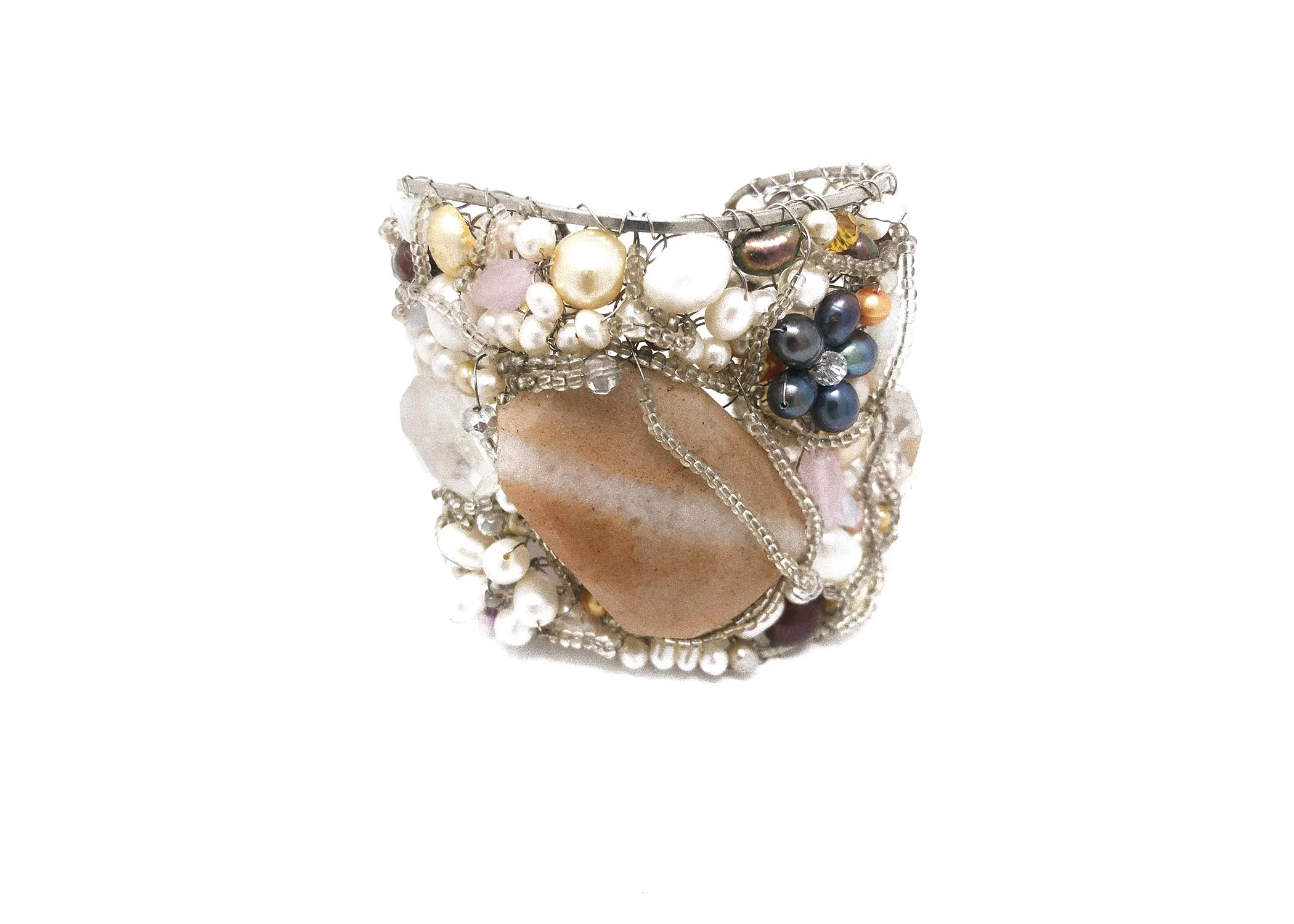 Clustered Multi-Stone Cuff Bracelet