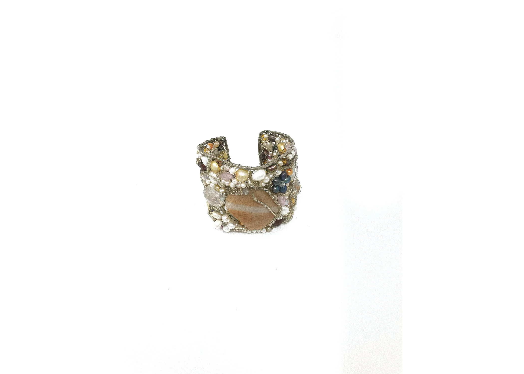 Clustered Multi-Stone Cuff Bracelet