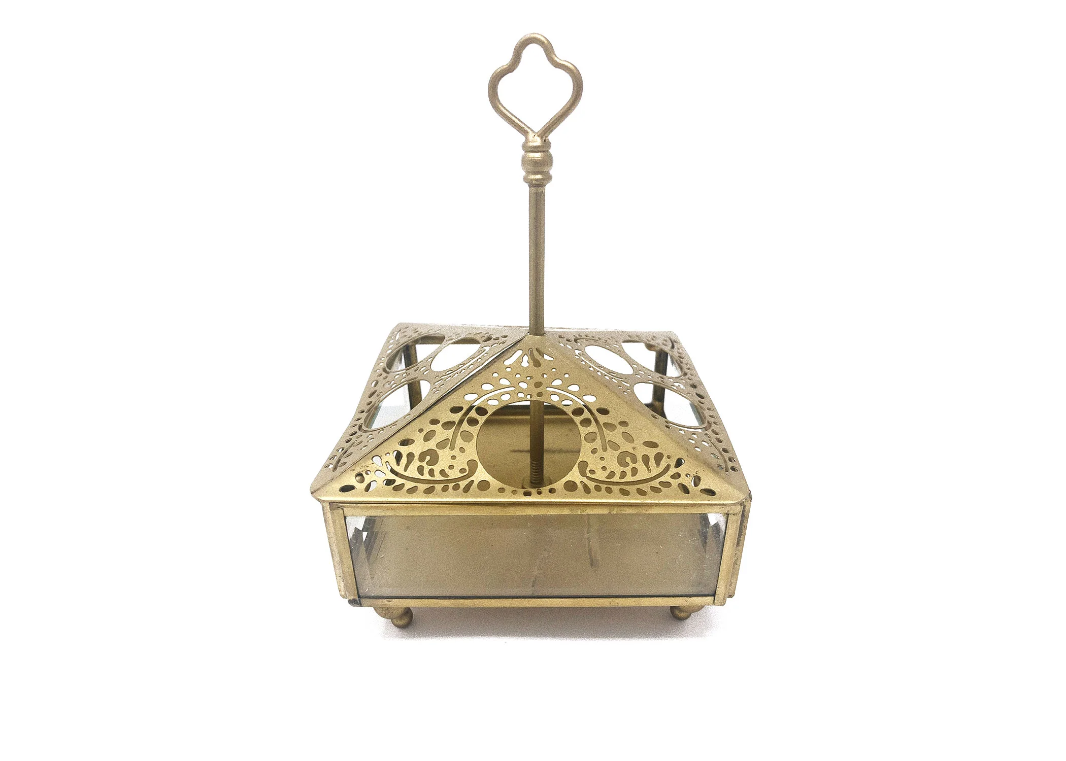 Gold Tone and Glass Footed Lipstick Holder
